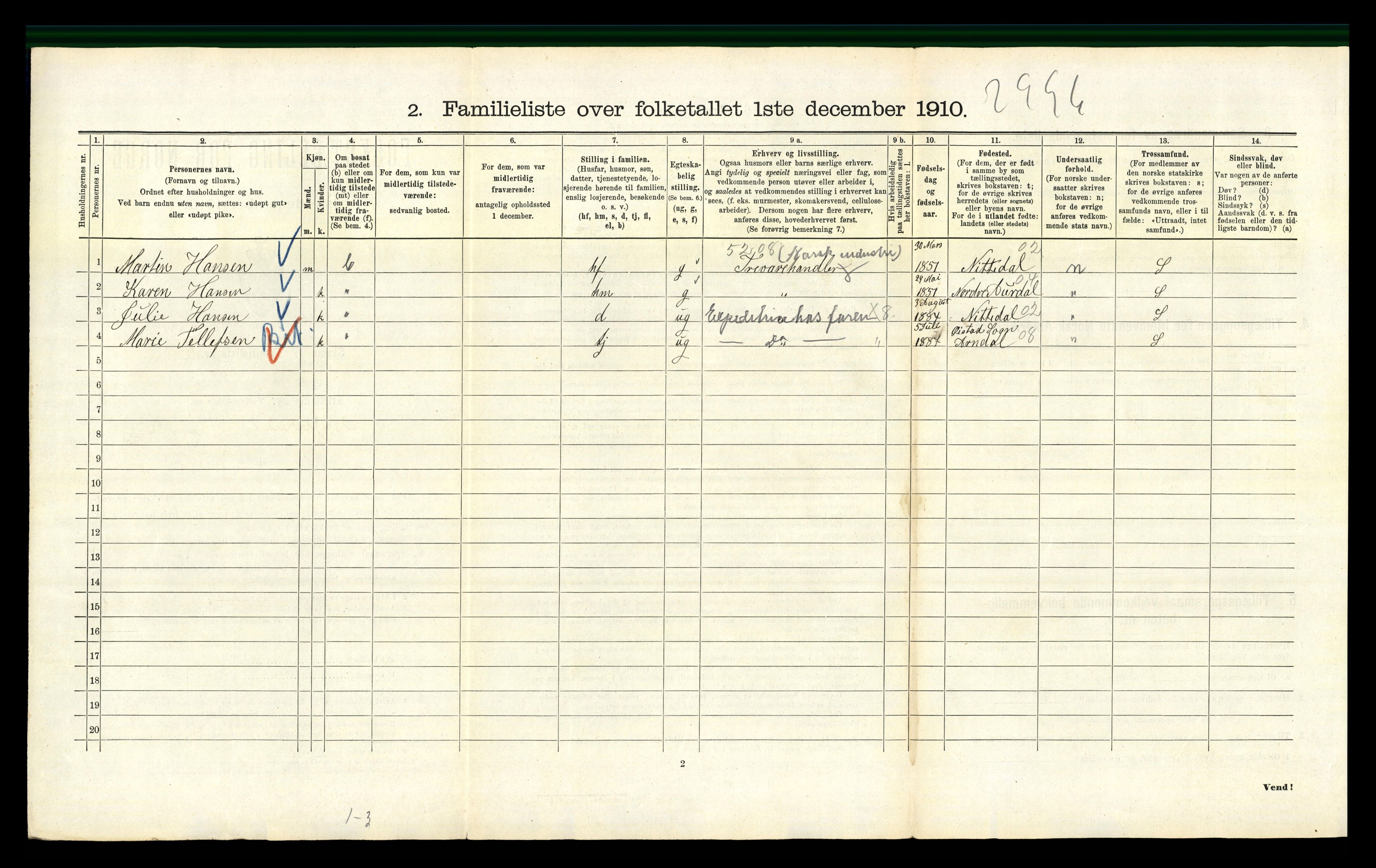 RA, 1910 census for Kristiania, 1910, p. 72154