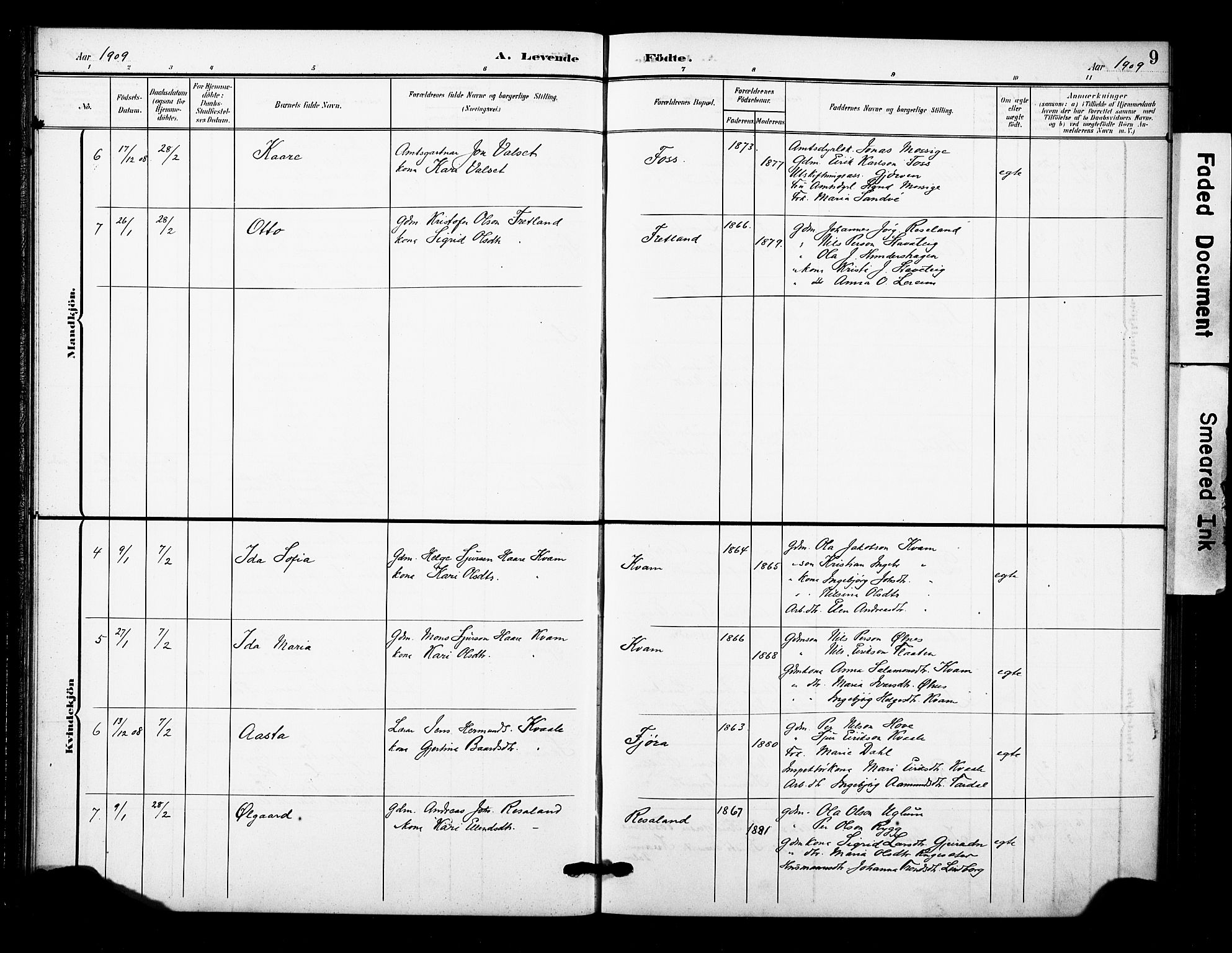 Sogndal sokneprestembete, AV/SAB-A-81301/H/Hab/Haba/L0002: Parish register (copy) no. A 2, 1908-1924, p. 9