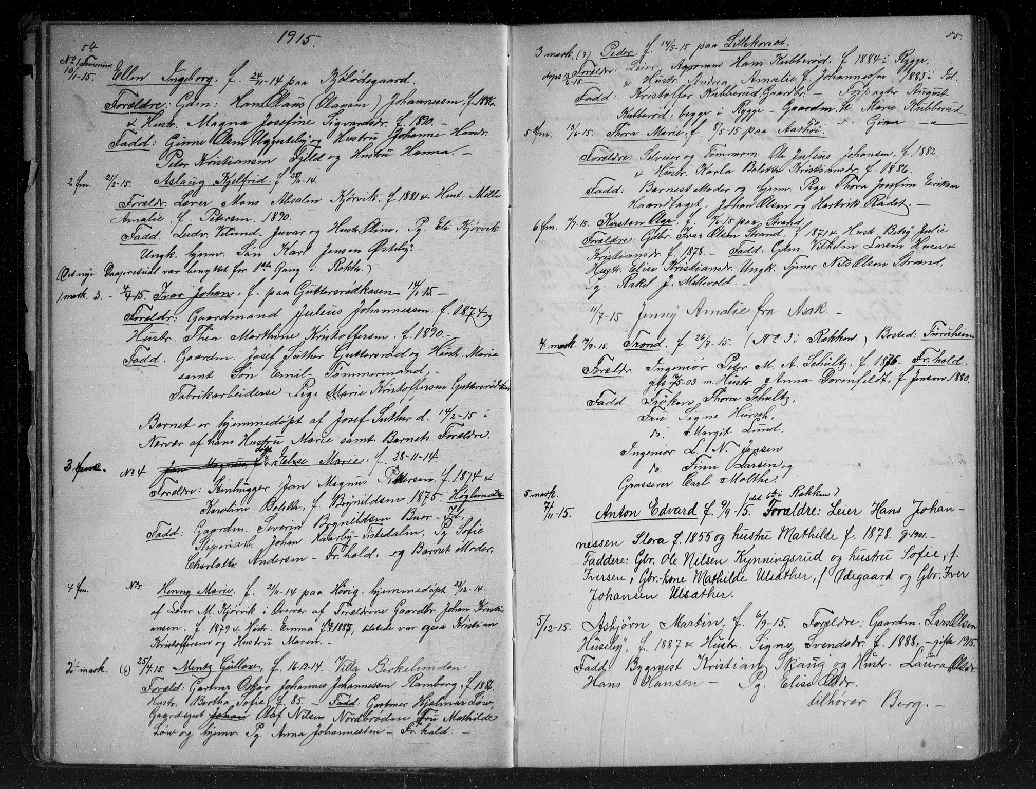 Berg prestekontor Kirkebøker, AV/SAO-A-10902/G/Gc/L0003: Parish register (copy) no. III 3, 1887-1958, p. 54-55