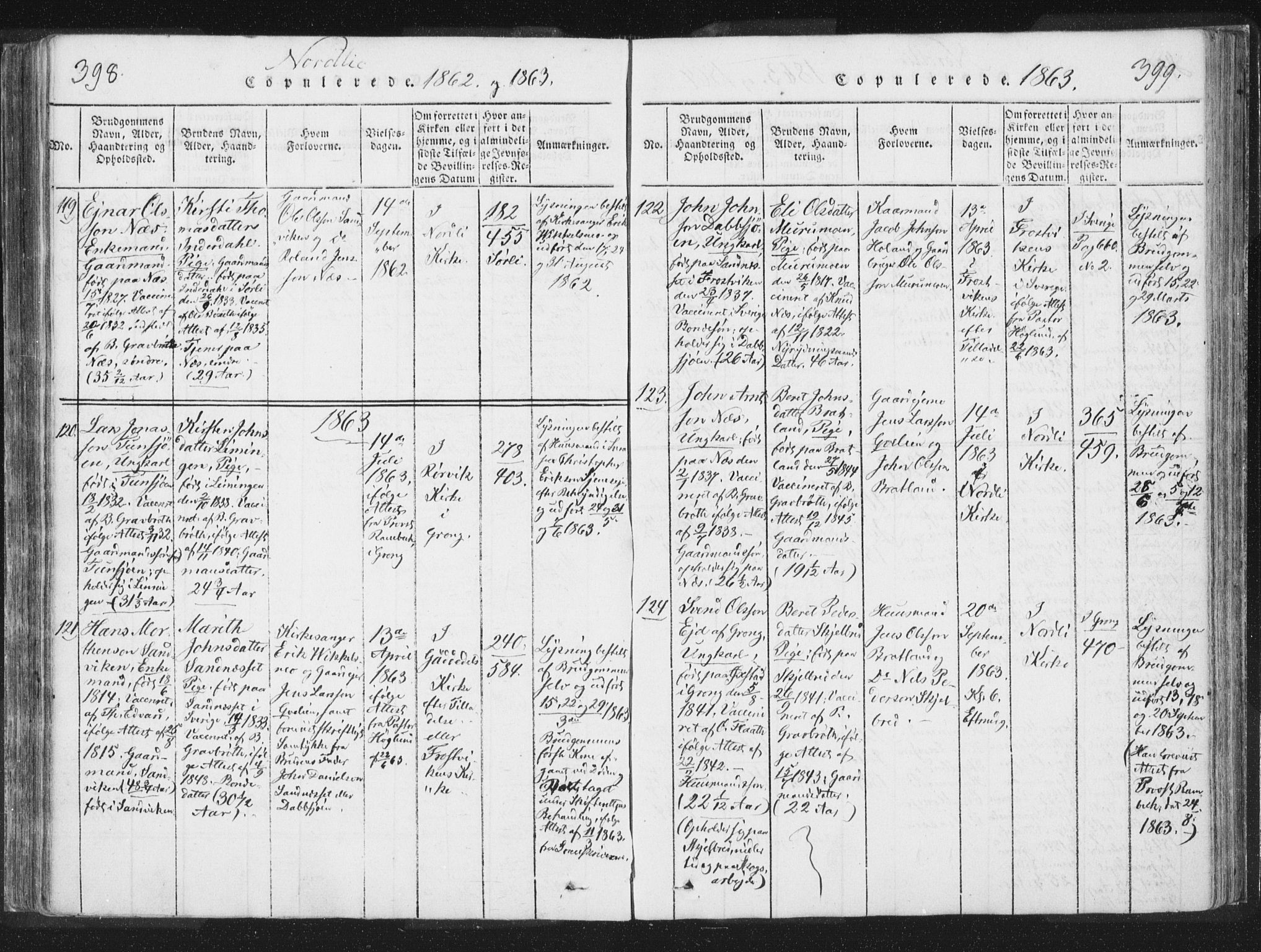Ministerialprotokoller, klokkerbøker og fødselsregistre - Nord-Trøndelag, SAT/A-1458/755/L0491: Parish register (official) no. 755A01 /1, 1817-1864, p. 398-399