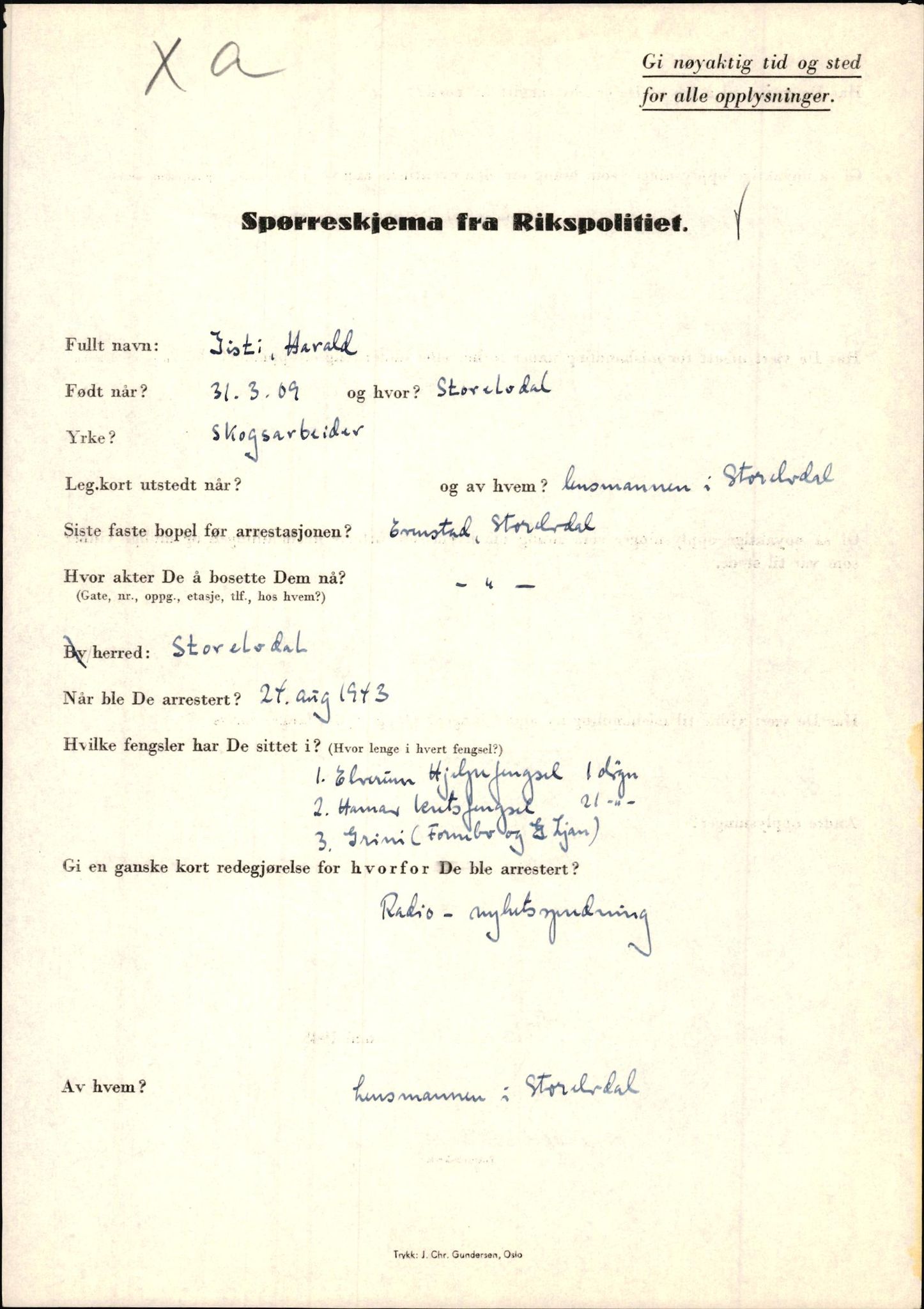 Rikspolitisjefen, AV/RA-S-1560/L/L0005: Gidske, Peder Martin -  Hansell, Georg, 1940-1945, p. 25