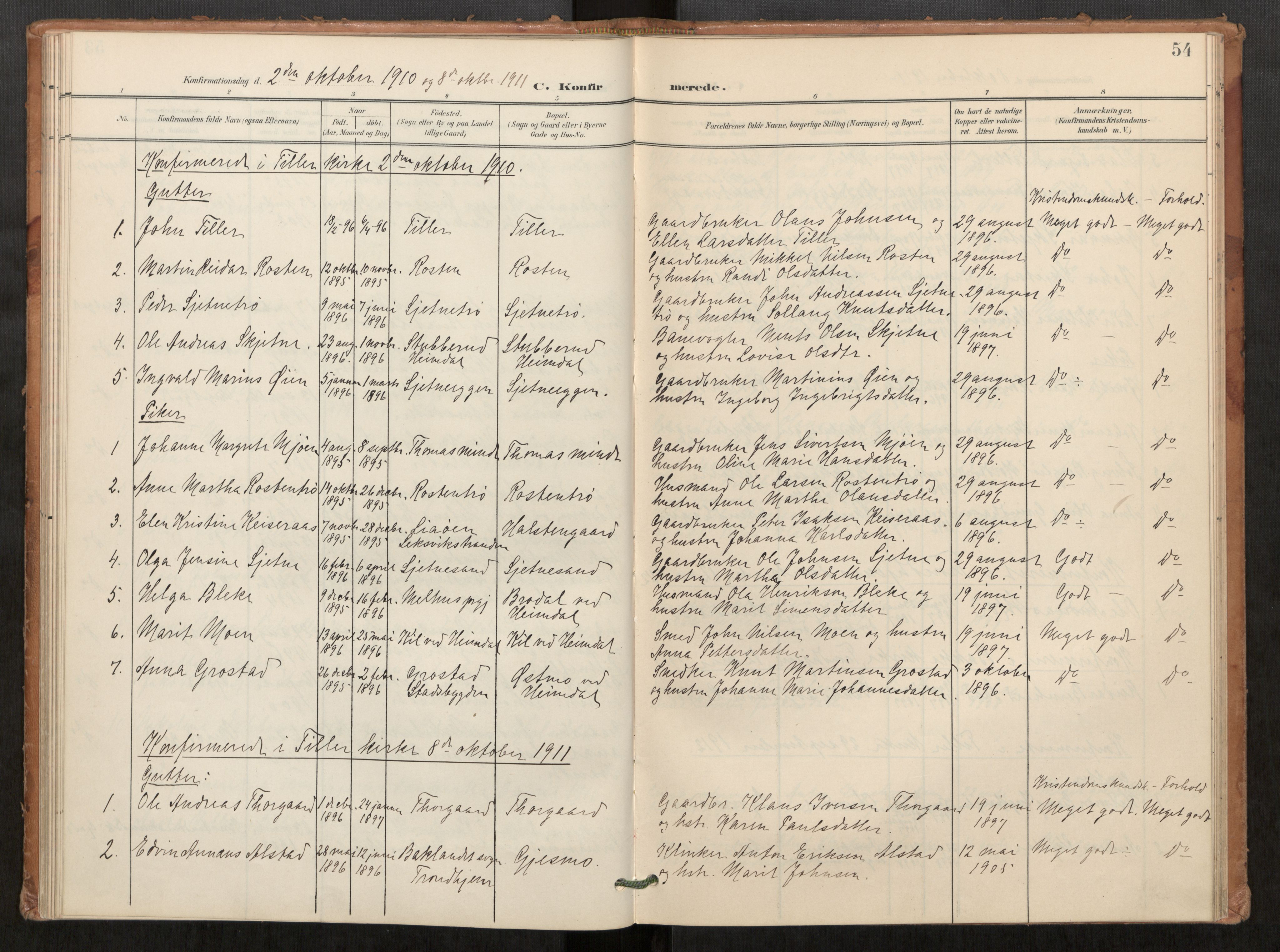 Klæbu sokneprestkontor, SAT/A-1112: Parish register (official) no. 2, 1900-1916, p. 54