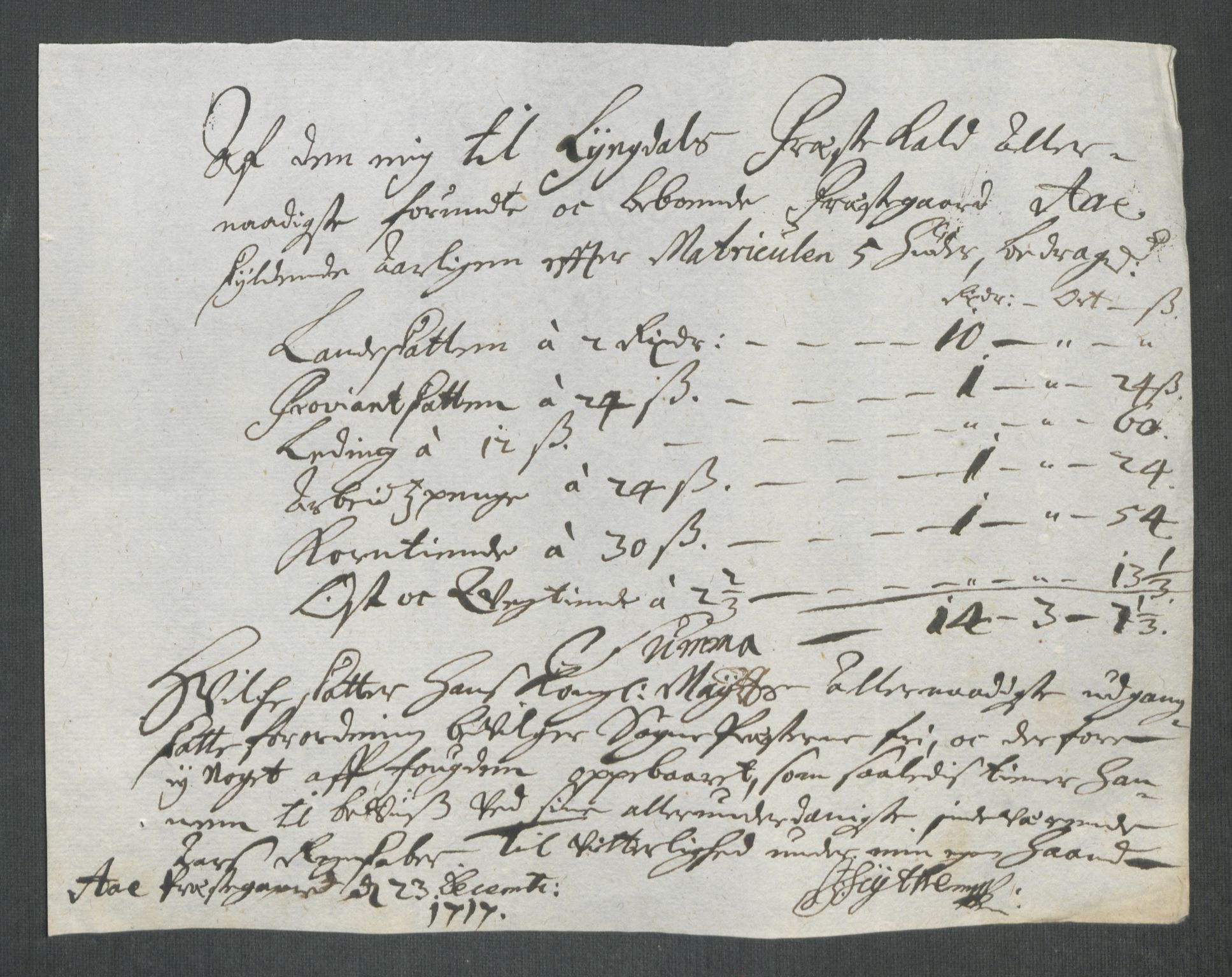 Rentekammeret inntil 1814, Reviderte regnskaper, Fogderegnskap, AV/RA-EA-4092/R43/L2561: Fogderegnskap Lista og Mandal, 1717, p. 220