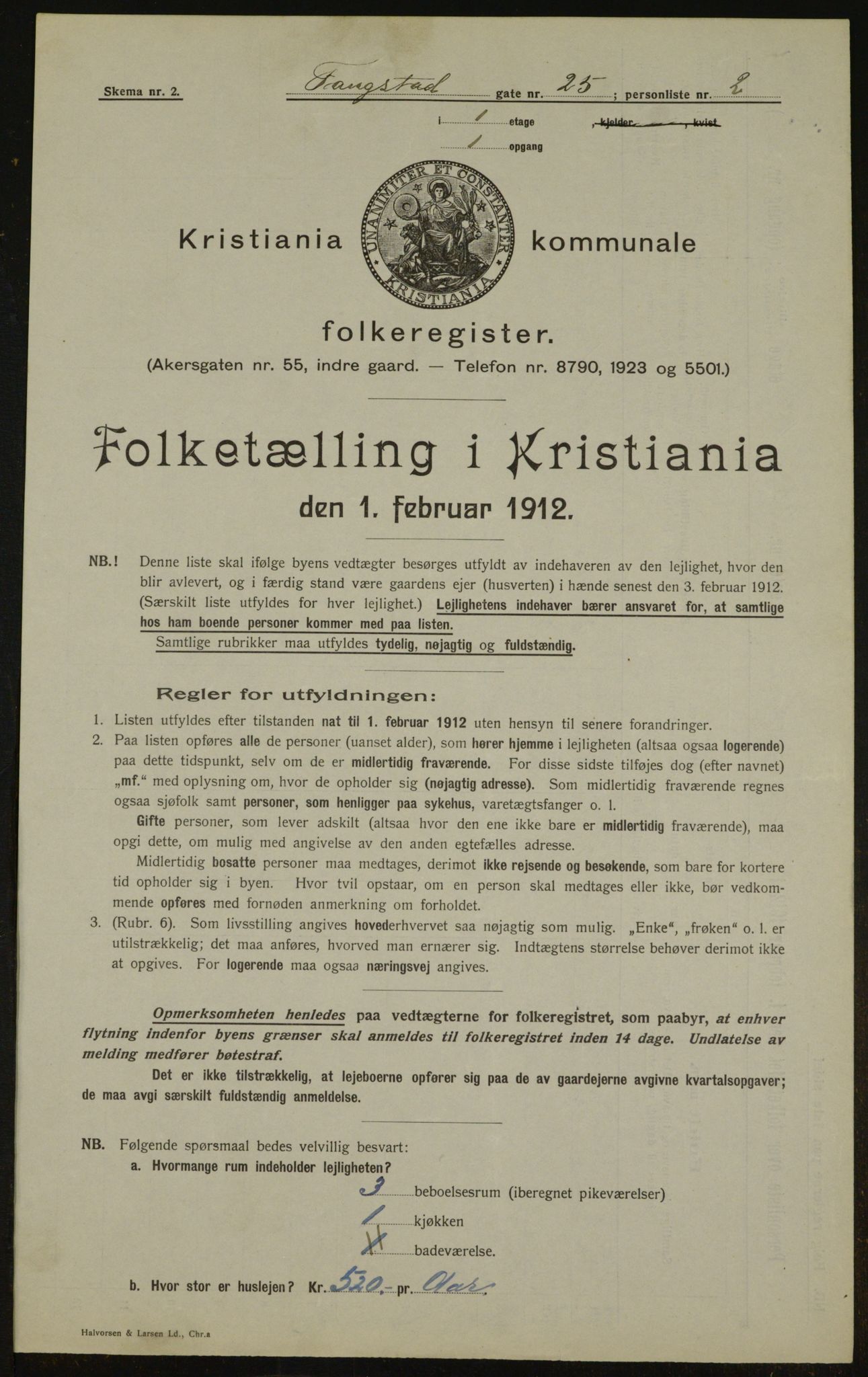 OBA, Municipal Census 1912 for Kristiania, 1912, p. 25423