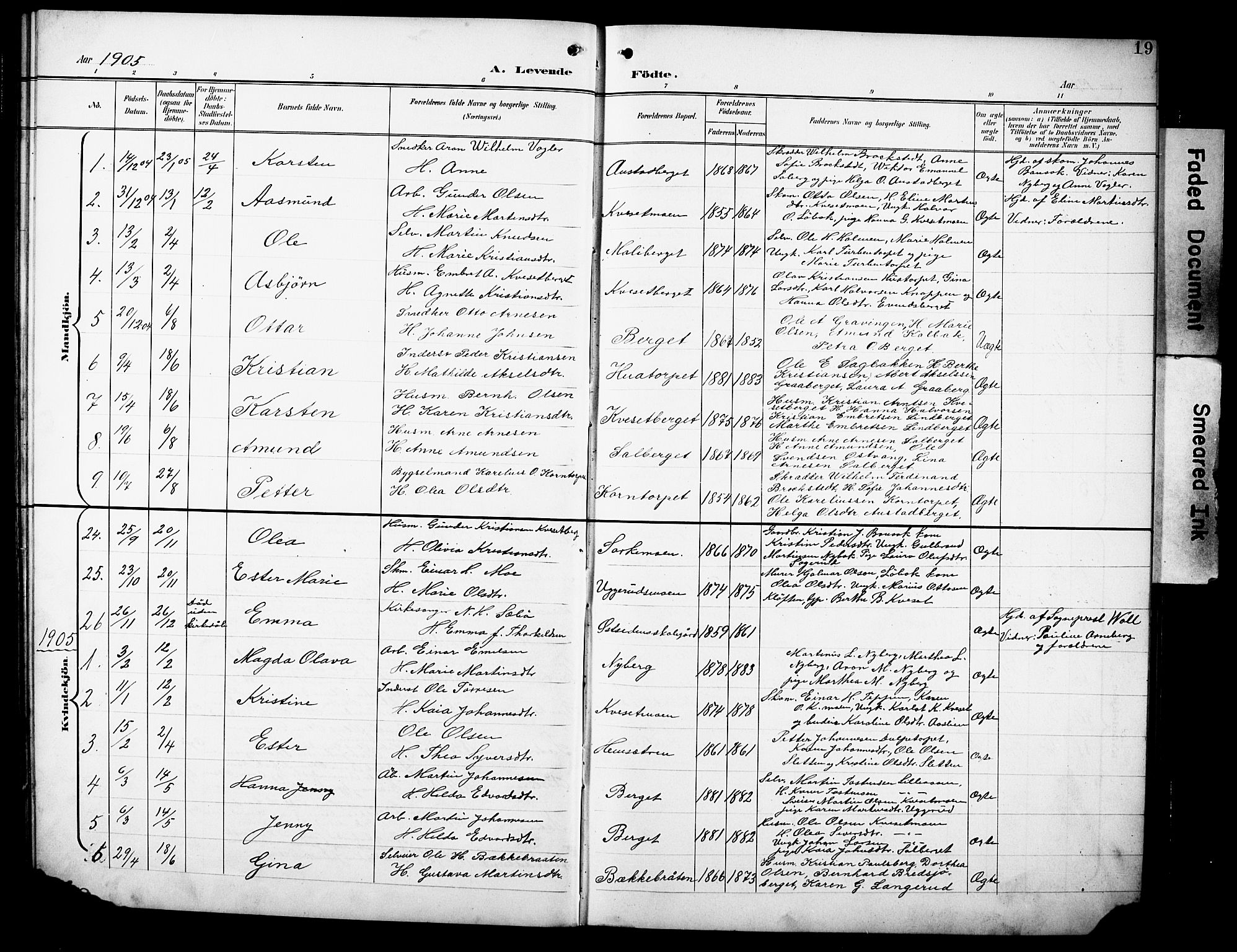 Hof prestekontor, SAH/PREST-038/H/Ha/Hab/L0005: Parish register (copy) no. 5, 1899-1916, p. 19