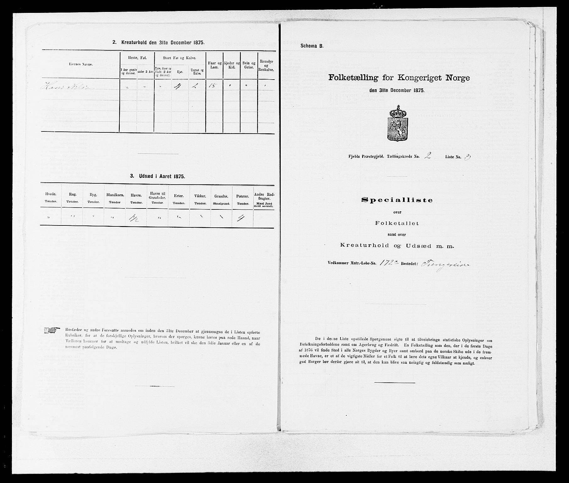 SAB, 1875 census for 1246P Fjell, 1875, p. 135