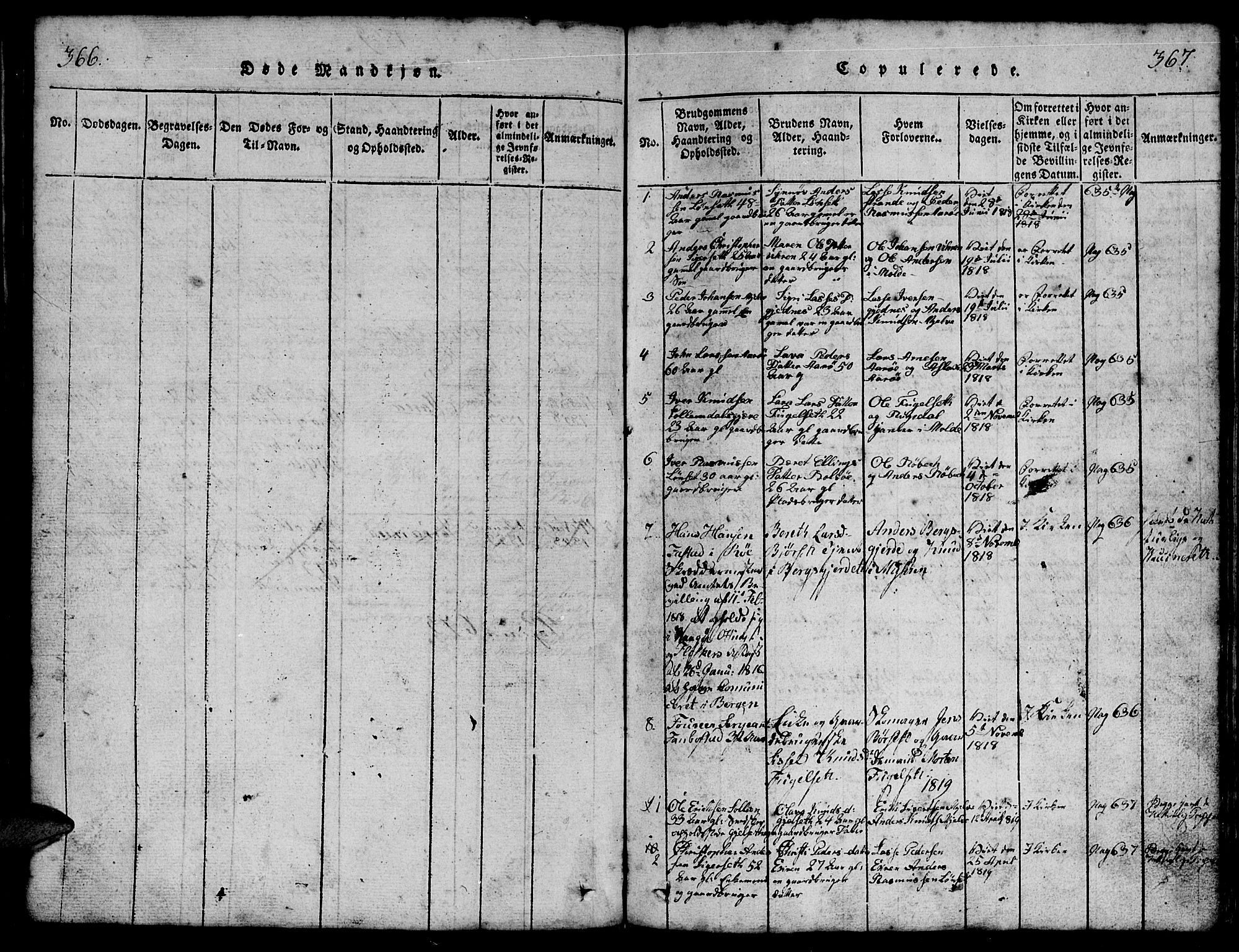 Ministerialprotokoller, klokkerbøker og fødselsregistre - Møre og Romsdal, SAT/A-1454/555/L0665: Parish register (copy) no. 555C01, 1818-1868, p. 366-367