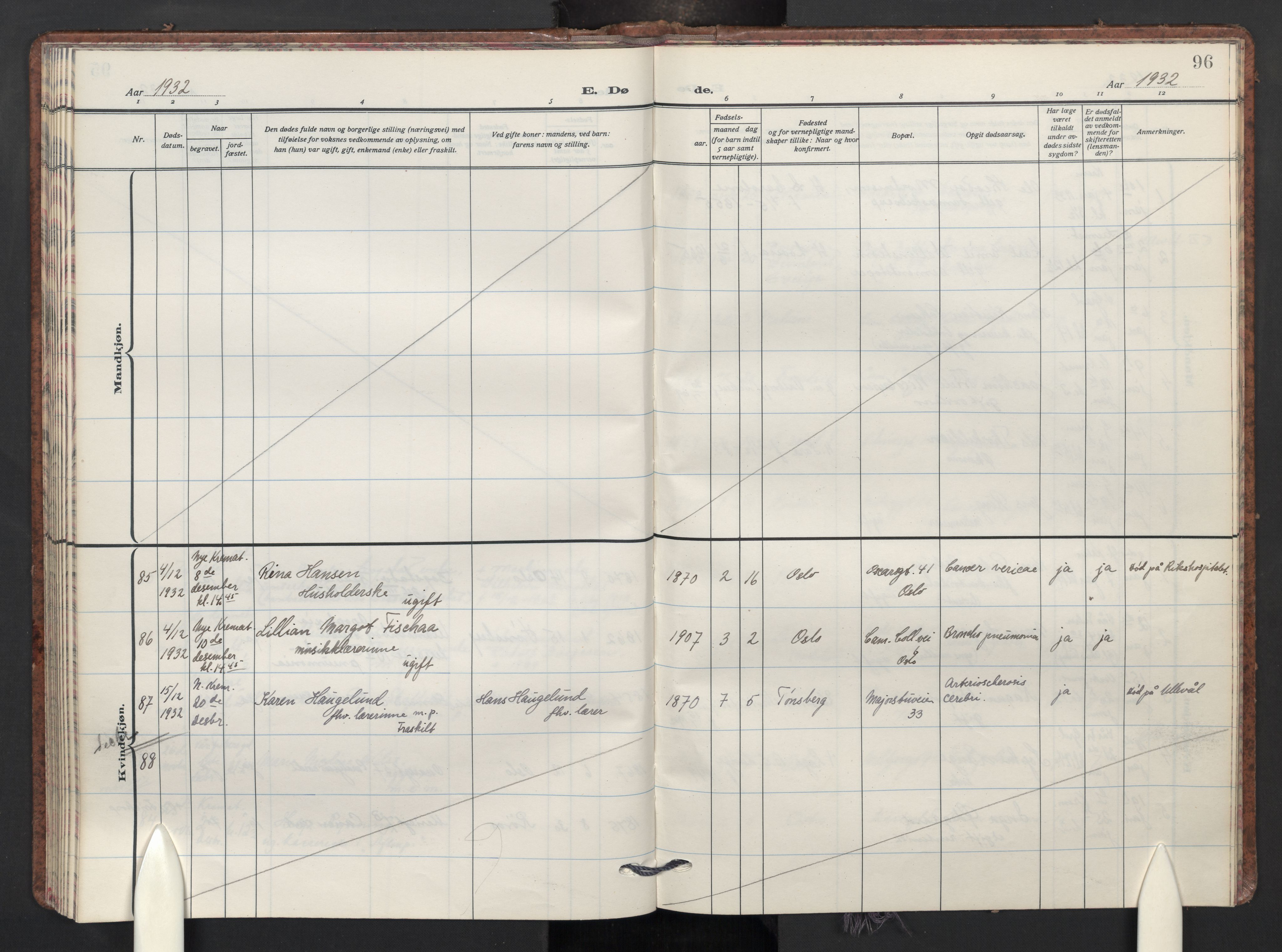 Uranienborg prestekontor Kirkebøker, AV/SAO-A-10877/F/Fa/L0015: Parish register (official) no. I 15, 1927-1935, p. 96