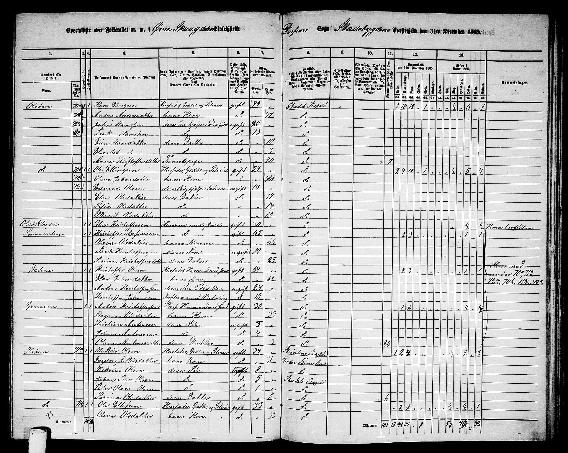 RA, 1865 census for Stadsbygd, 1865, p. 159