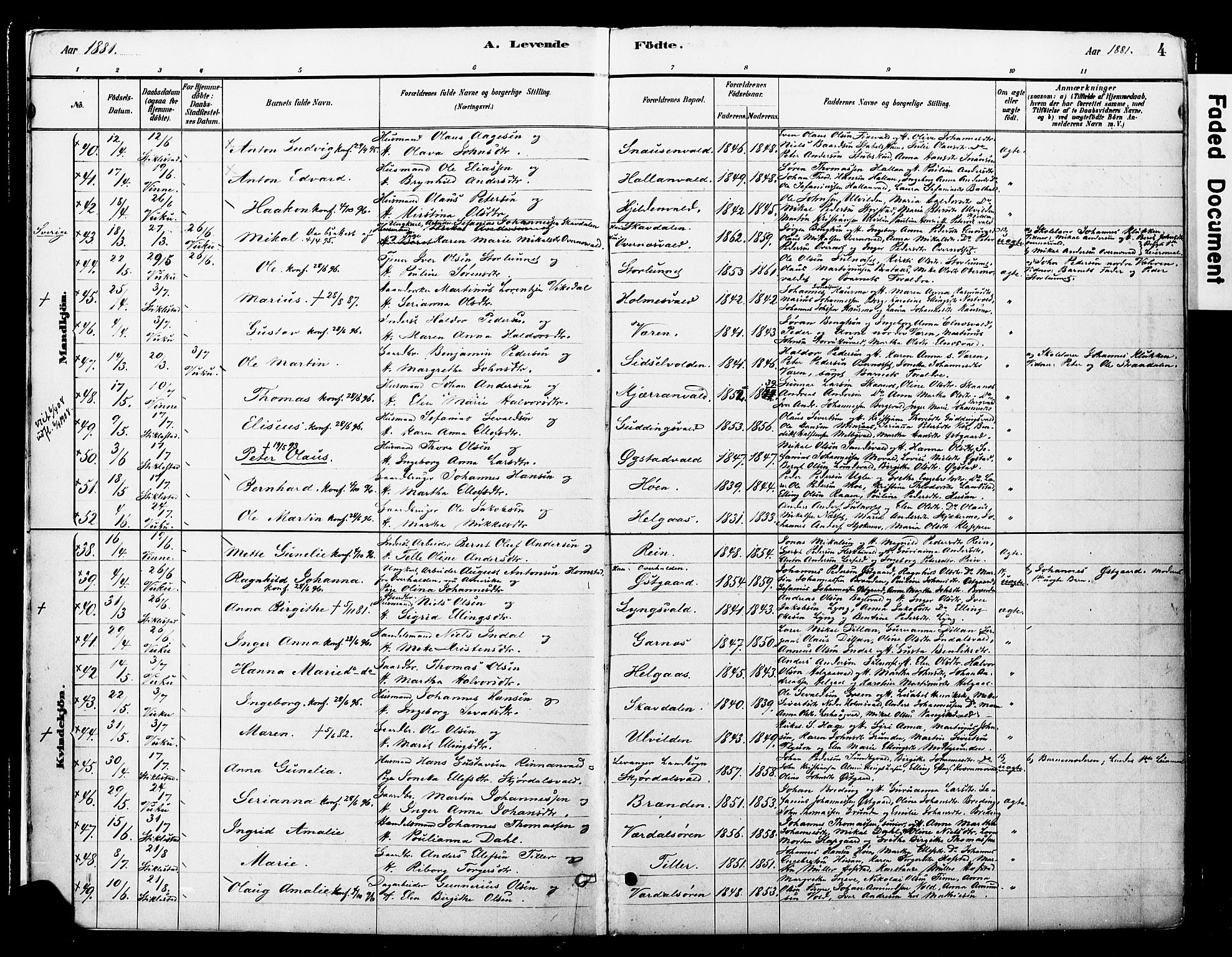 Ministerialprotokoller, klokkerbøker og fødselsregistre - Nord-Trøndelag, AV/SAT-A-1458/723/L0244: Parish register (official) no. 723A13, 1881-1899, p. 4