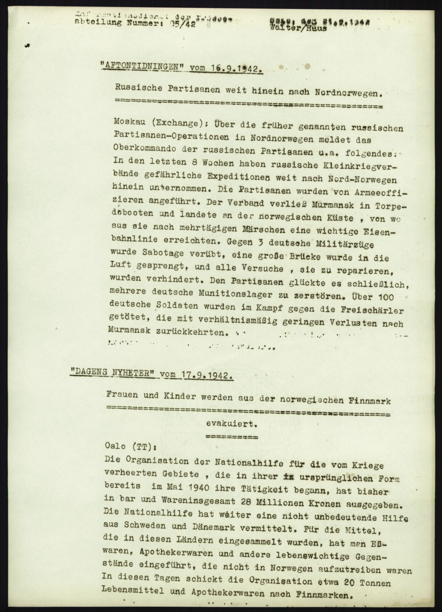 Forsvarets Overkommando. 2 kontor. Arkiv 11.4. Spredte tyske arkivsaker, AV/RA-RAFA-7031/D/Dar/Darb/L0010: Reichskommissariat - Hauptabteilung Volksaufklärung und Propaganda, 1940-1943, p. 178