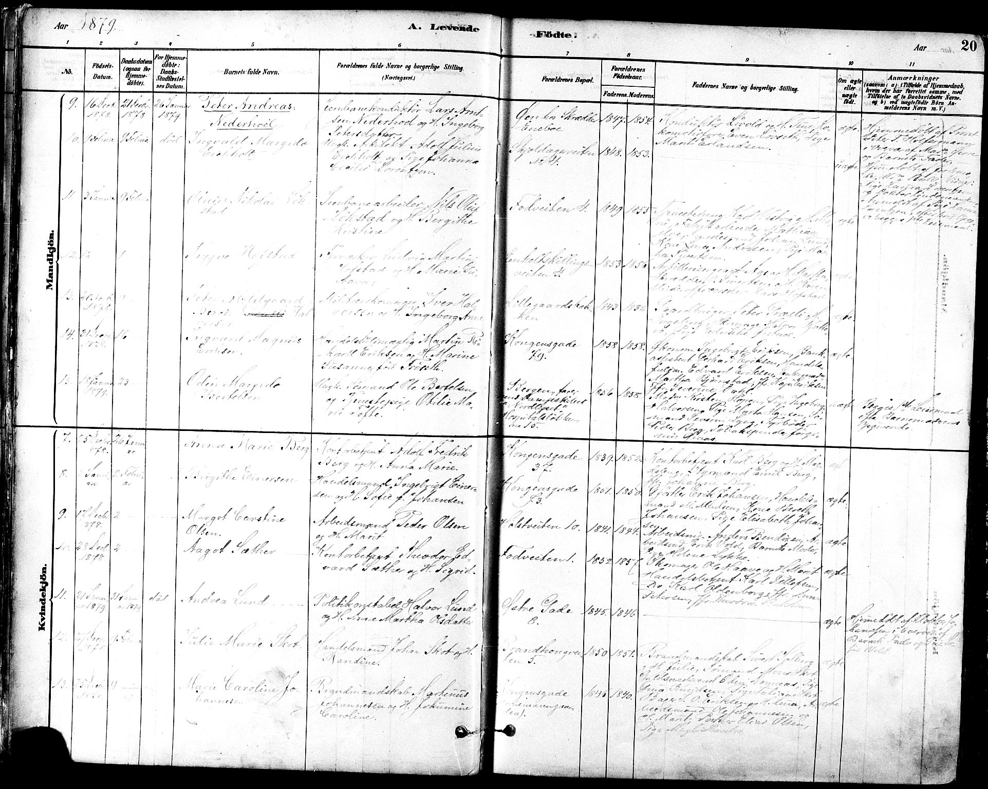 Ministerialprotokoller, klokkerbøker og fødselsregistre - Sør-Trøndelag, AV/SAT-A-1456/601/L0057: Parish register (official) no. 601A25, 1877-1891, p. 20