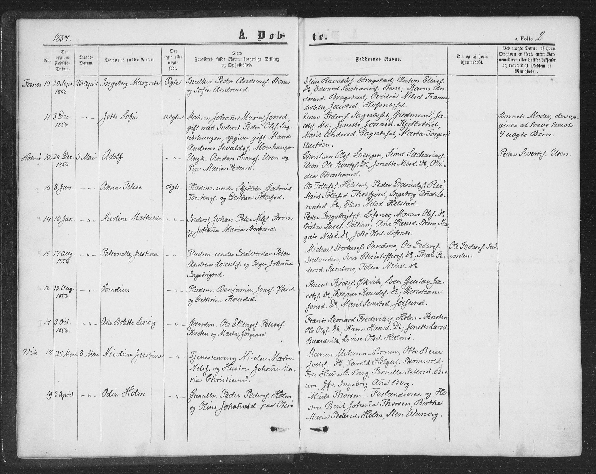 Ministerialprotokoller, klokkerbøker og fødselsregistre - Nord-Trøndelag, AV/SAT-A-1458/773/L0615: Parish register (official) no. 773A06, 1857-1870, p. 2