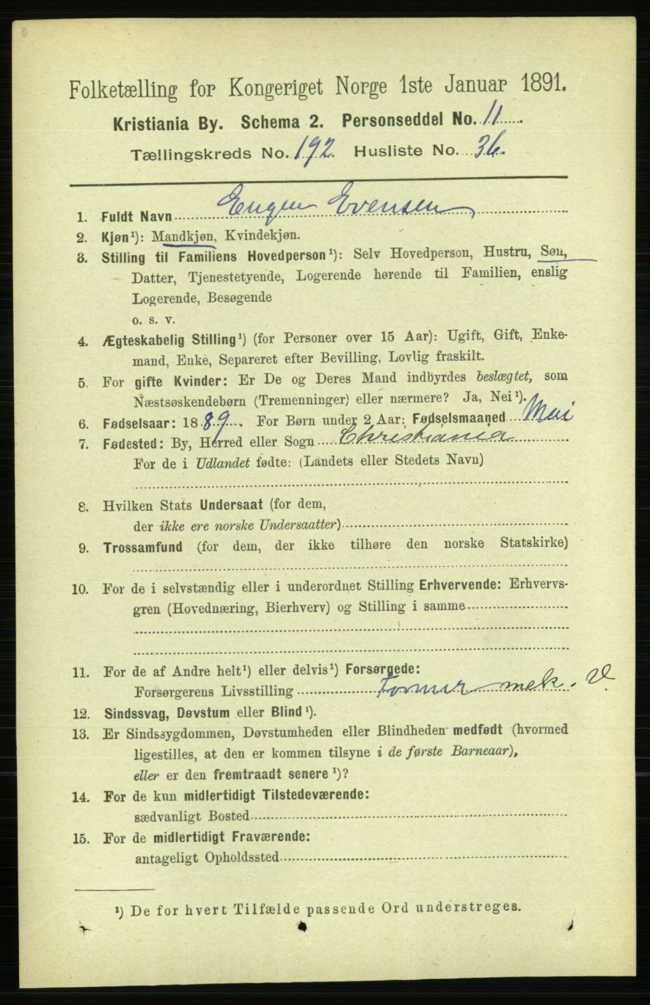 RA, 1891 census for 0301 Kristiania, 1891, p. 116057