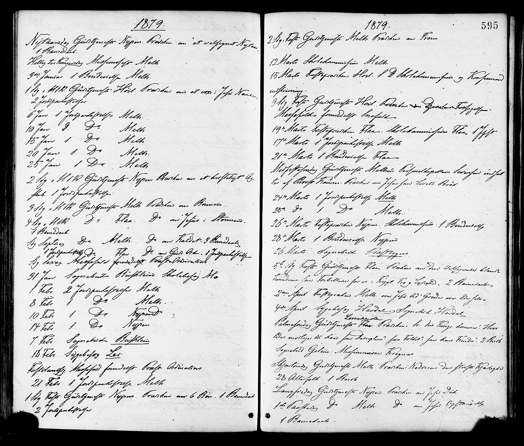 Ministerialprotokoller, klokkerbøker og fødselsregistre - Sør-Trøndelag, SAT/A-1456/691/L1079: Parish register (official) no. 691A11, 1873-1886, p. 595