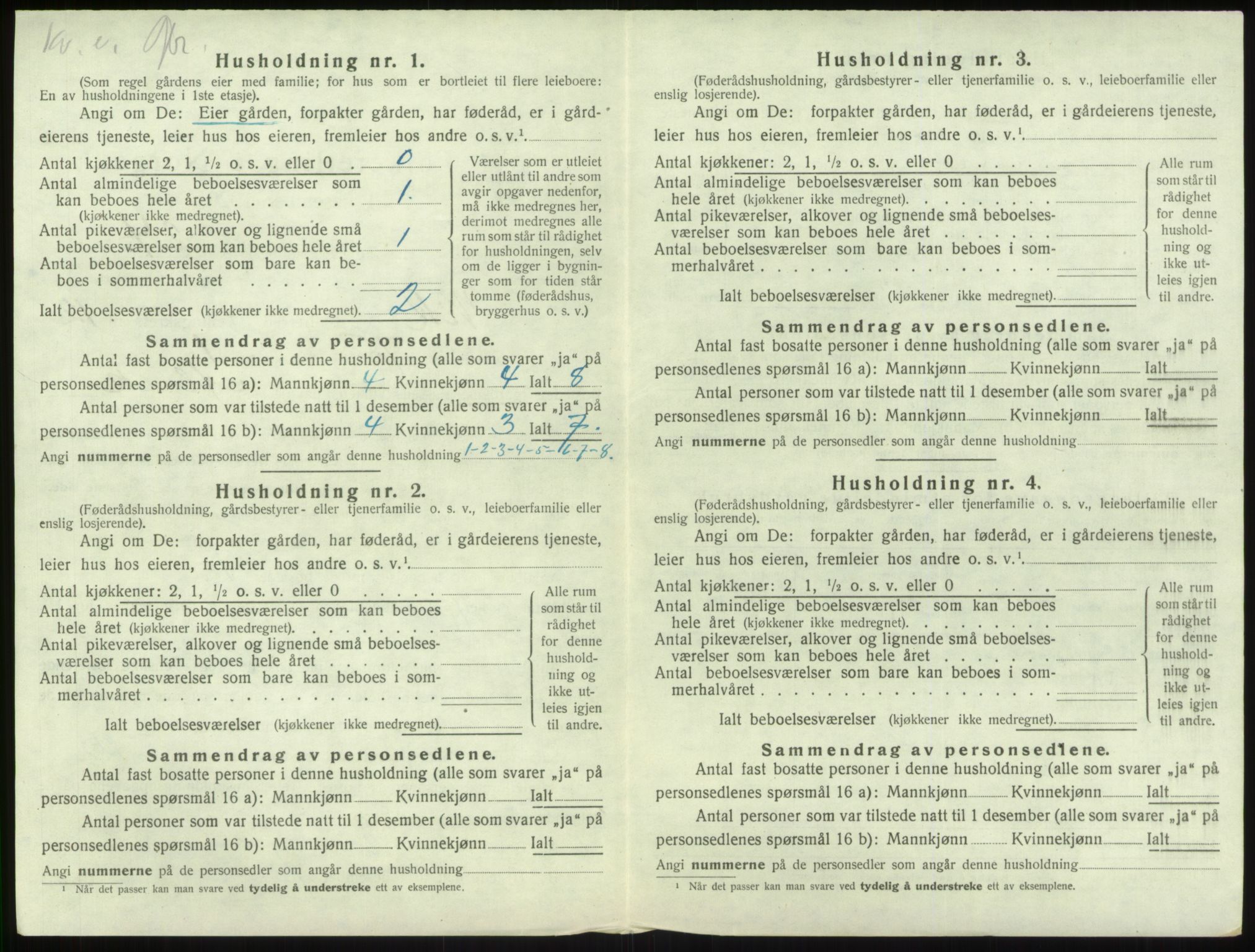 SAB, 1920 census for Vik, 1920, p. 1134