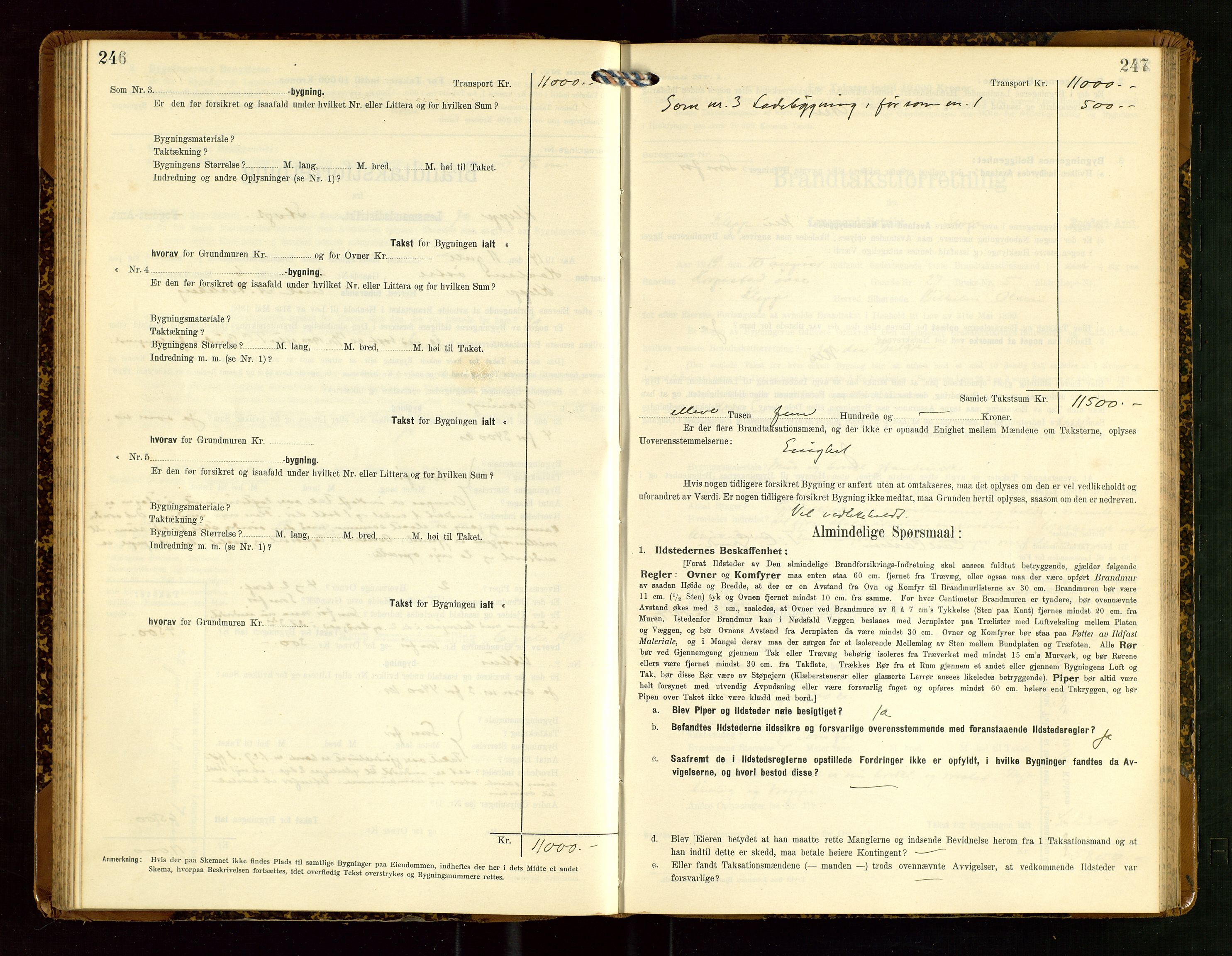 Klepp lensmannskontor, AV/SAST-A-100163/Goc/L0007: "Brandtaxationsprotokol" m/register, 1911-1915, p. 246-247