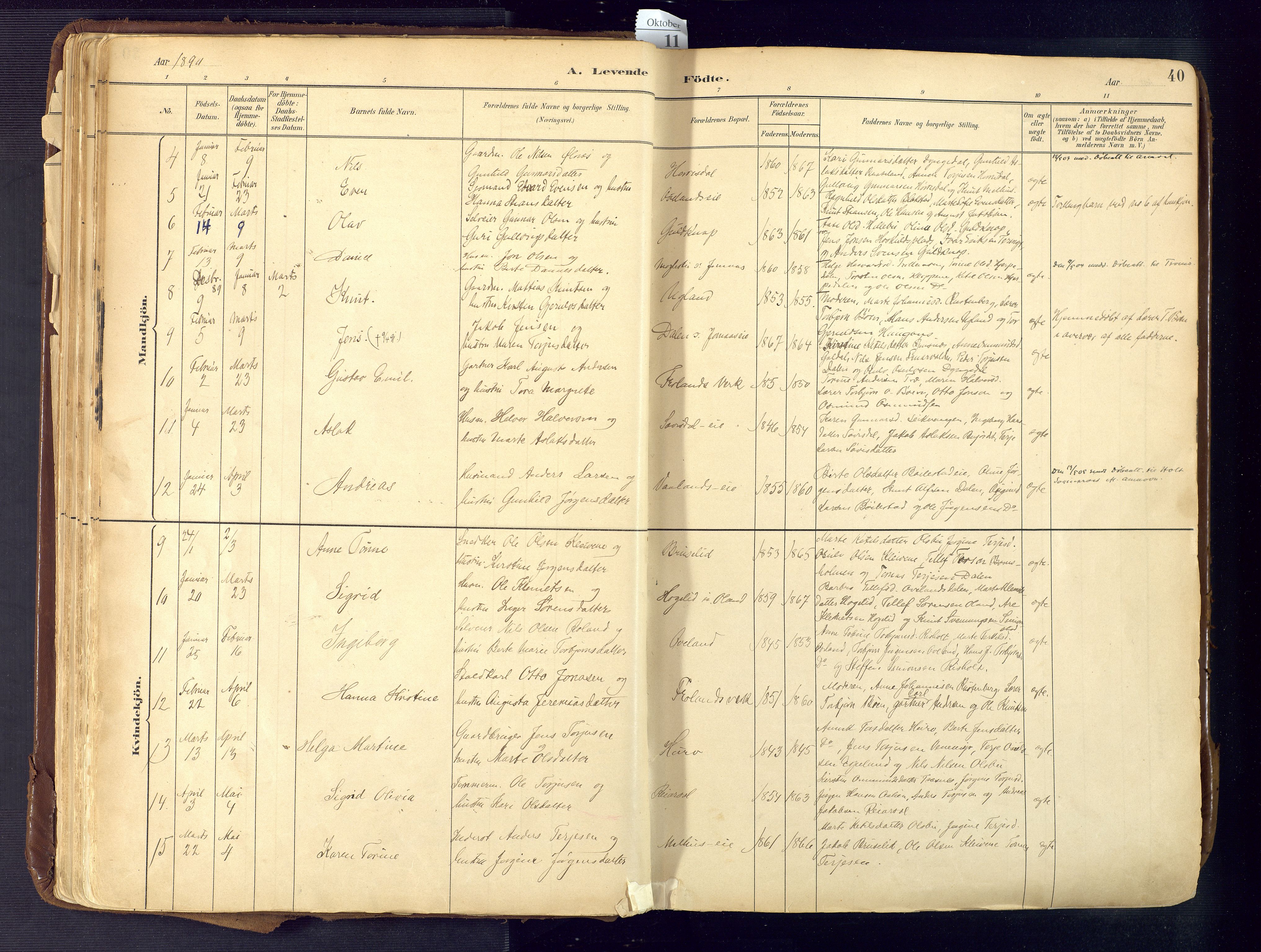 Froland sokneprestkontor, SAK/1111-0013/F/Fa/L0005: Parish register (official) no. A 5, 1882-1921, p. 40