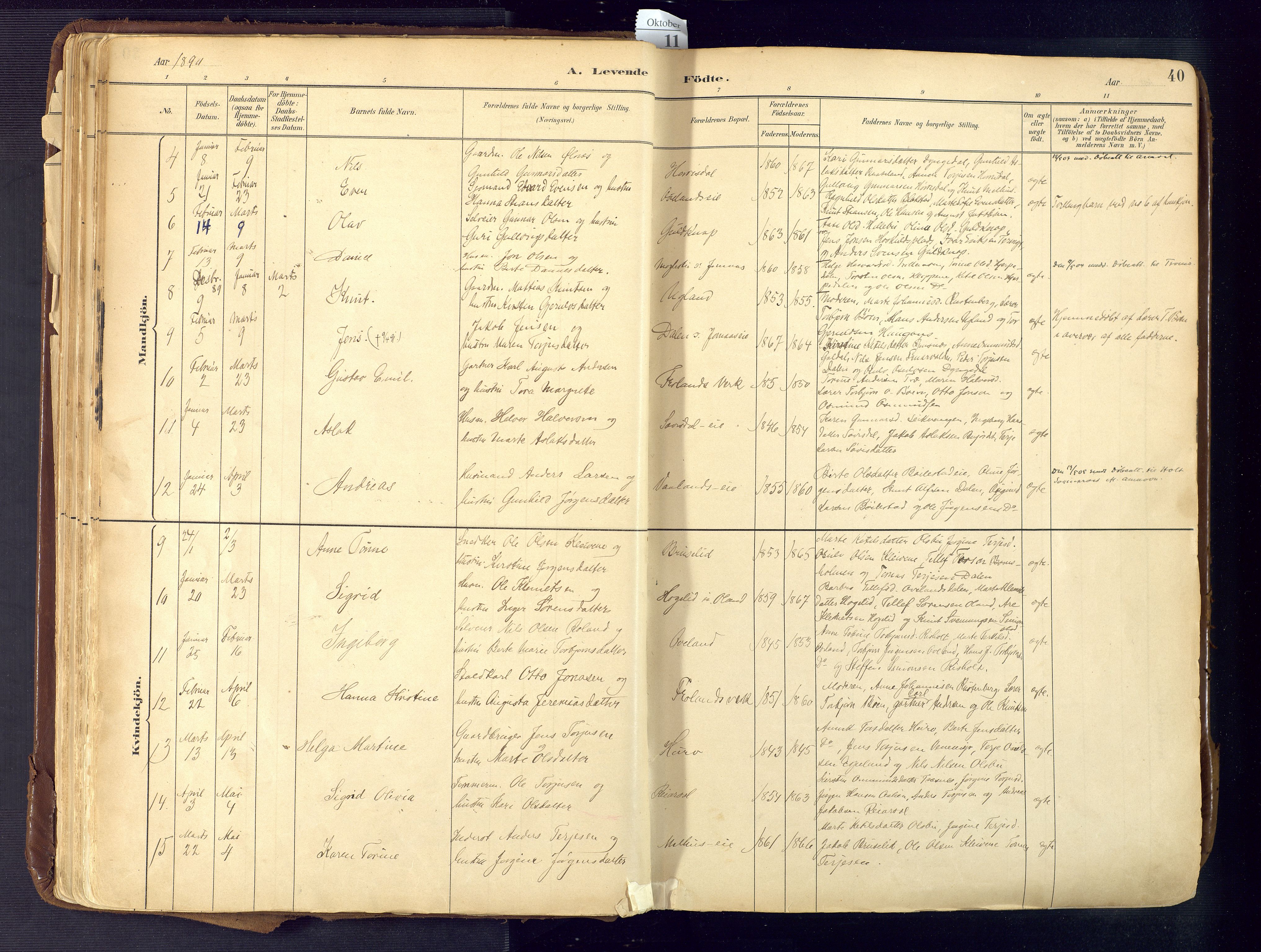 Froland sokneprestkontor, AV/SAK-1111-0013/F/Fa/L0005: Parish register (official) no. A 5, 1882-1921, p. 40