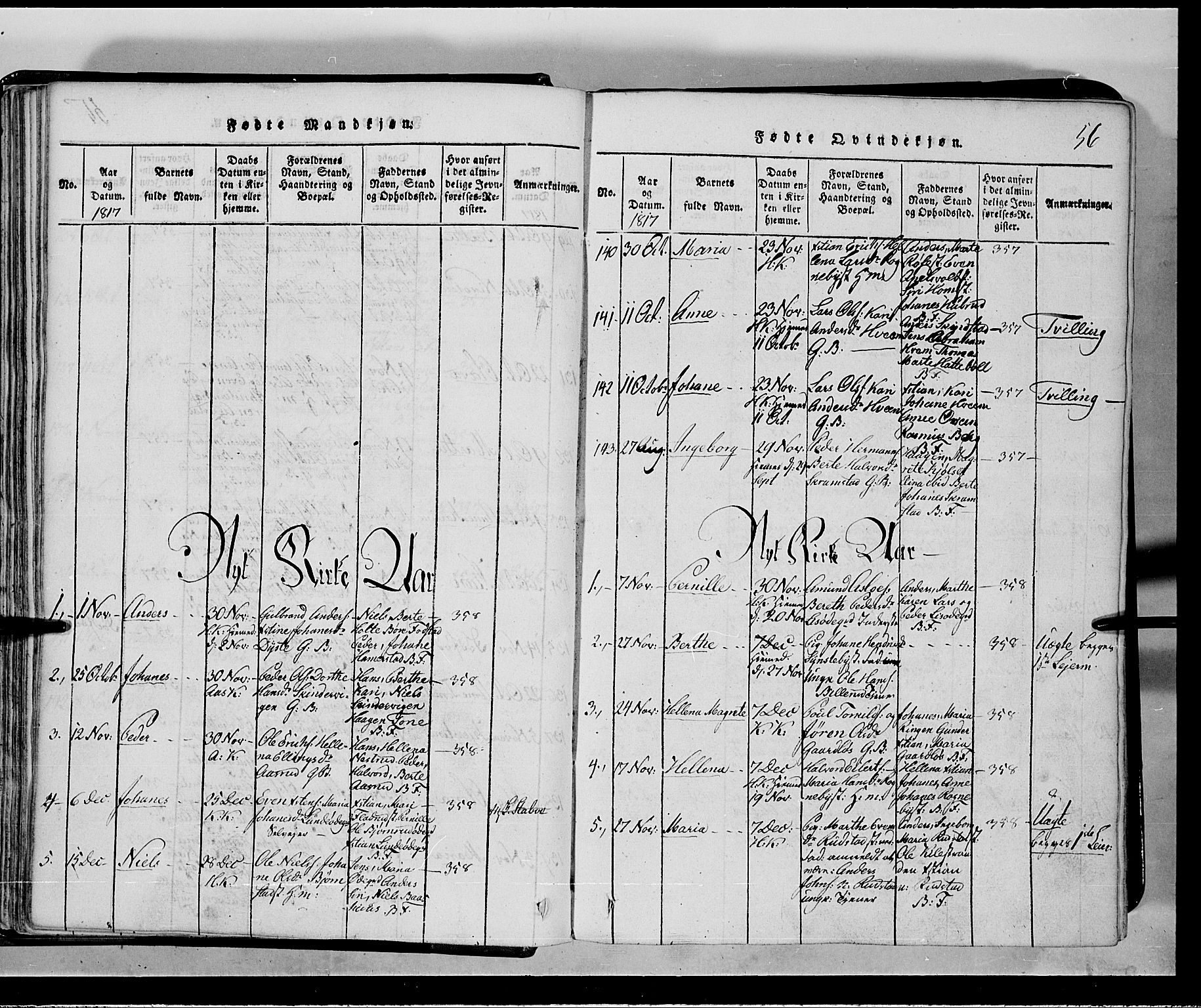 Toten prestekontor, SAH/PREST-102/H/Ha/Hab/L0001: Parish register (copy) no. 1, 1814-1820, p. 56