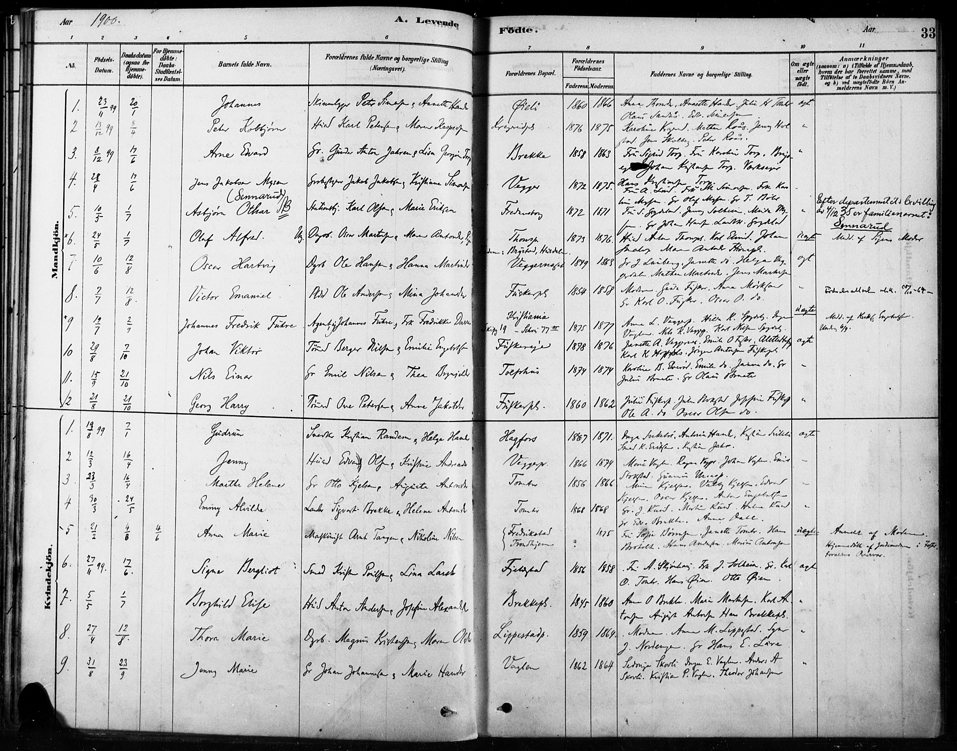 Hobøl prestekontor Kirkebøker, AV/SAO-A-2002/F/Fb/L0001: Parish register (official) no. II 1, 1878-1904, p. 33