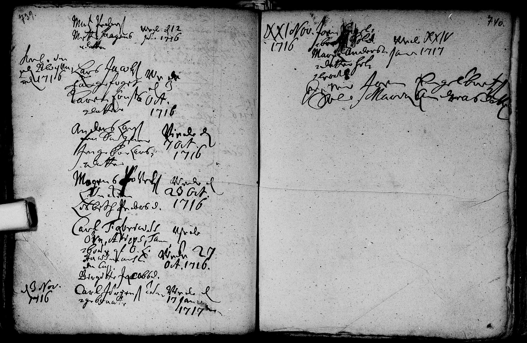 Aker prestekontor kirkebøker, SAO/A-10861/F/L0002: Parish register (official) no. 2, 1714-1720, p. 739-740