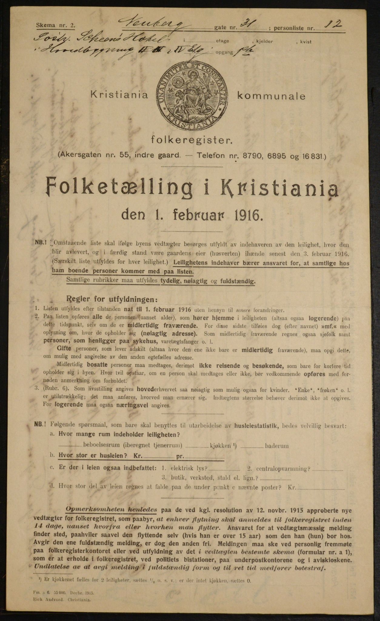 OBA, Municipal Census 1916 for Kristiania, 1916, p. 71868