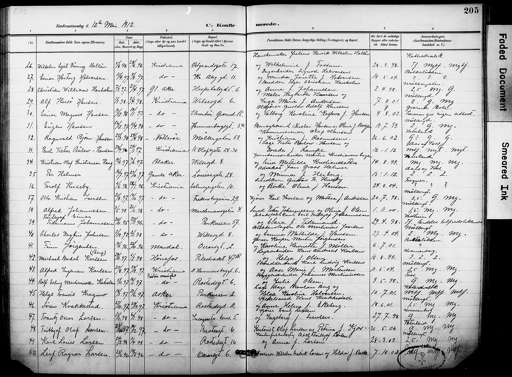 Trefoldighet prestekontor Kirkebøker, SAO/A-10882/F/Fb/L0004: Parish register (official) no. II 4, 1896-1915, p. 205