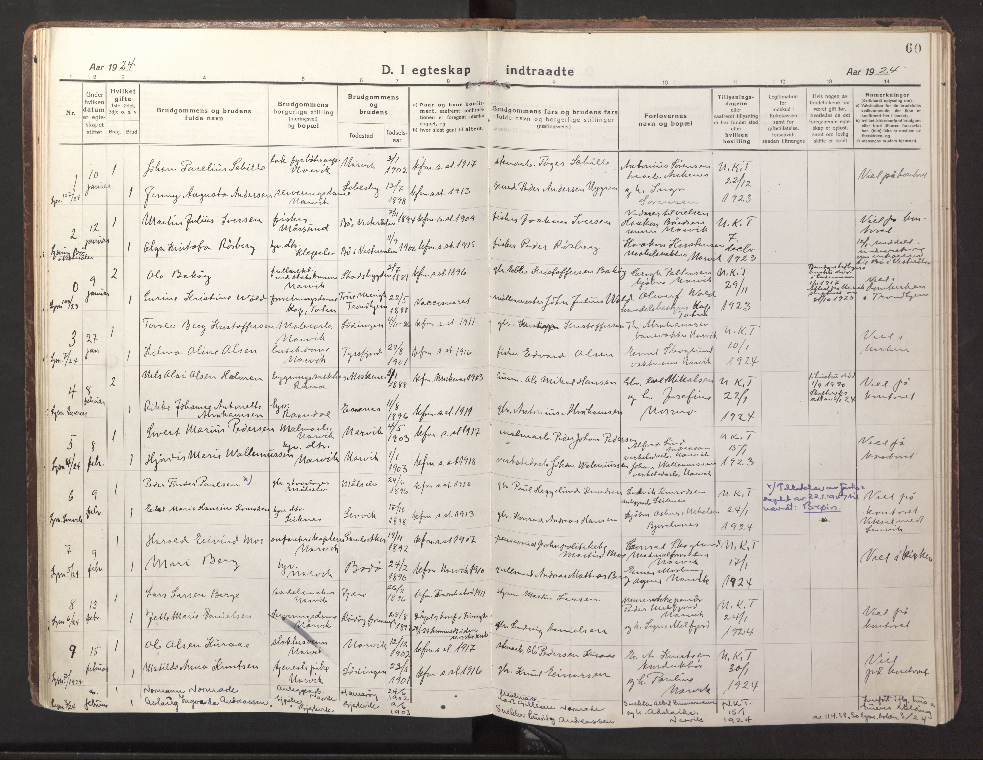Ministerialprotokoller, klokkerbøker og fødselsregistre - Nordland, SAT/A-1459/871/L1002: Parish register (official) no. 871A18, 1917-1926, p. 60