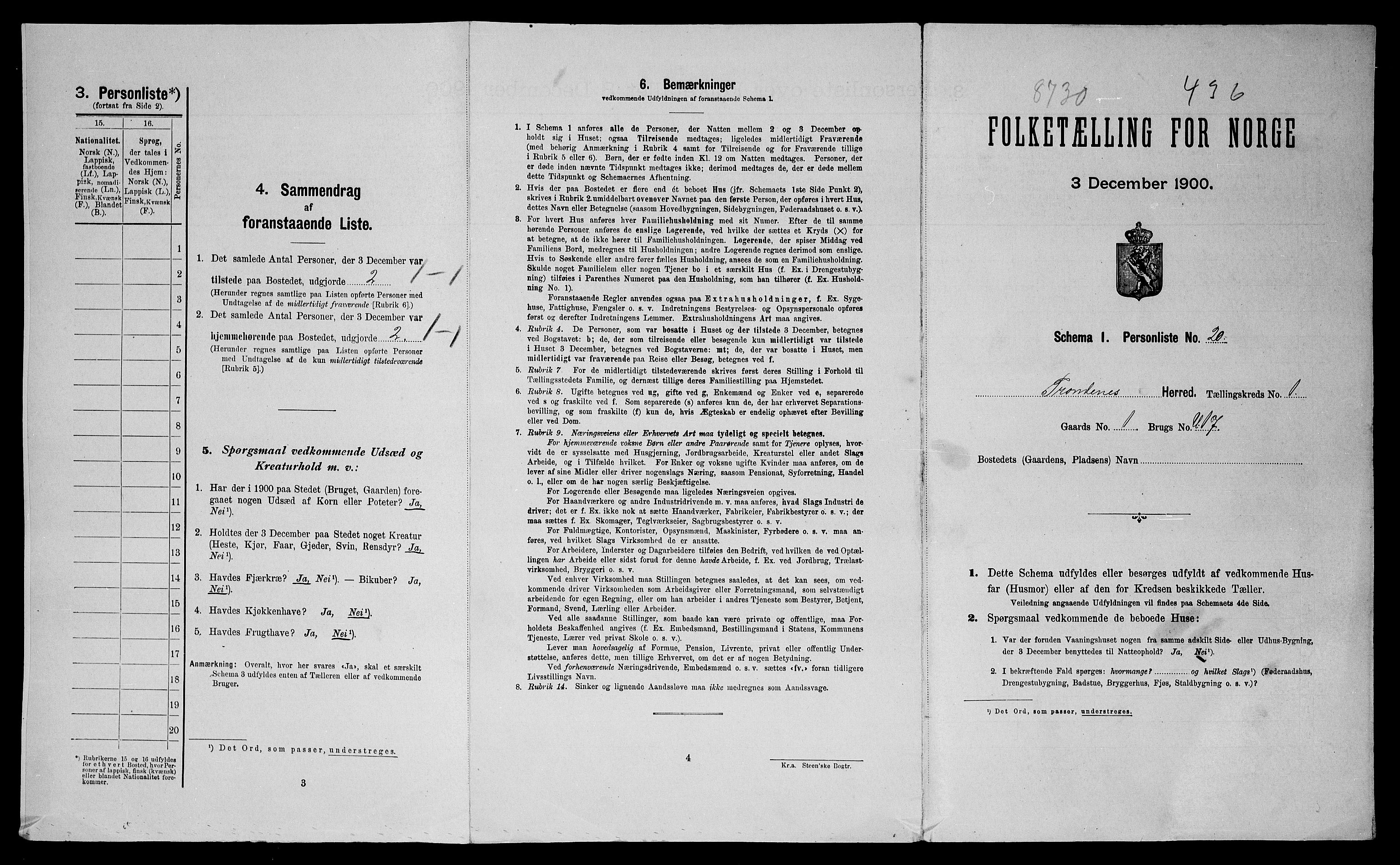 SATØ, 1900 census for Trondenes, 1900, p. 820