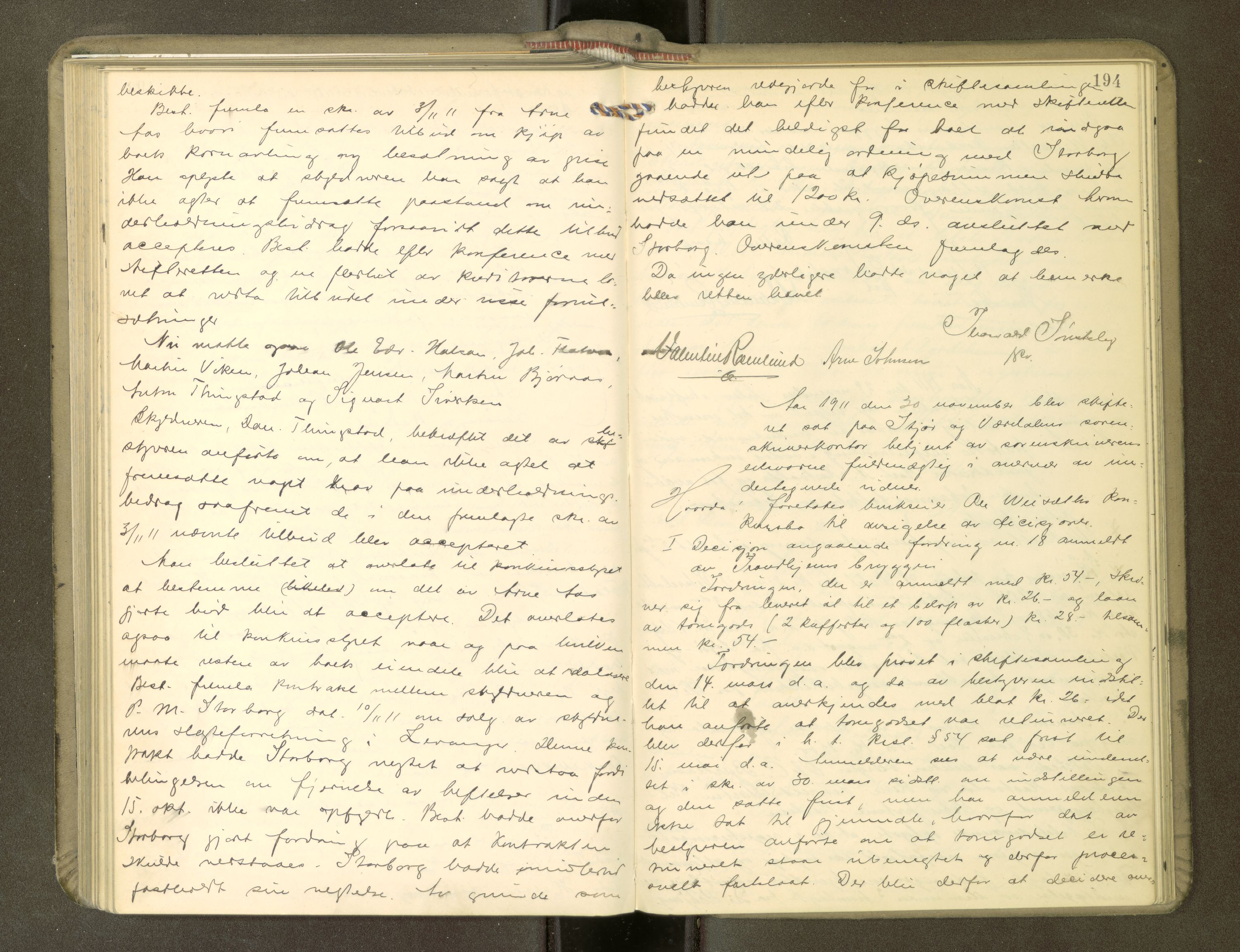 Stjør- og Verdal sorenskriveri, AV/SAT-A-4167/1/3/3B/L0011: Skifteforhandlingsprotokoll, 1909-1912, p. 194