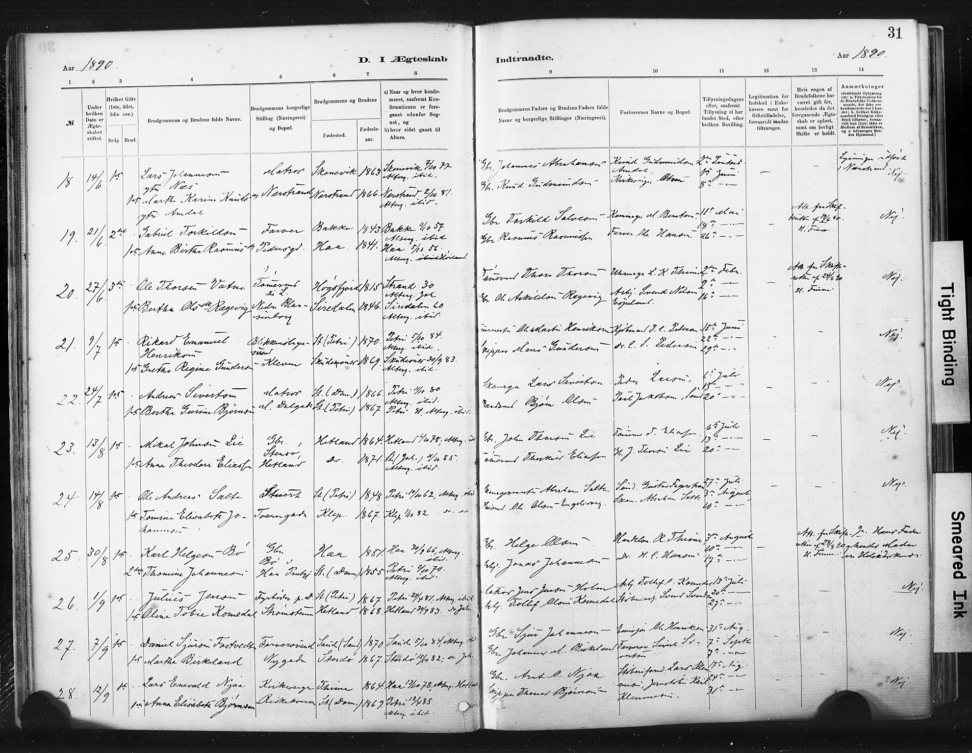 St. Johannes sokneprestkontor, SAST/A-101814/001/30/30BA/L0003: Parish register (official) no. A 3, 1885-1910, p. 31