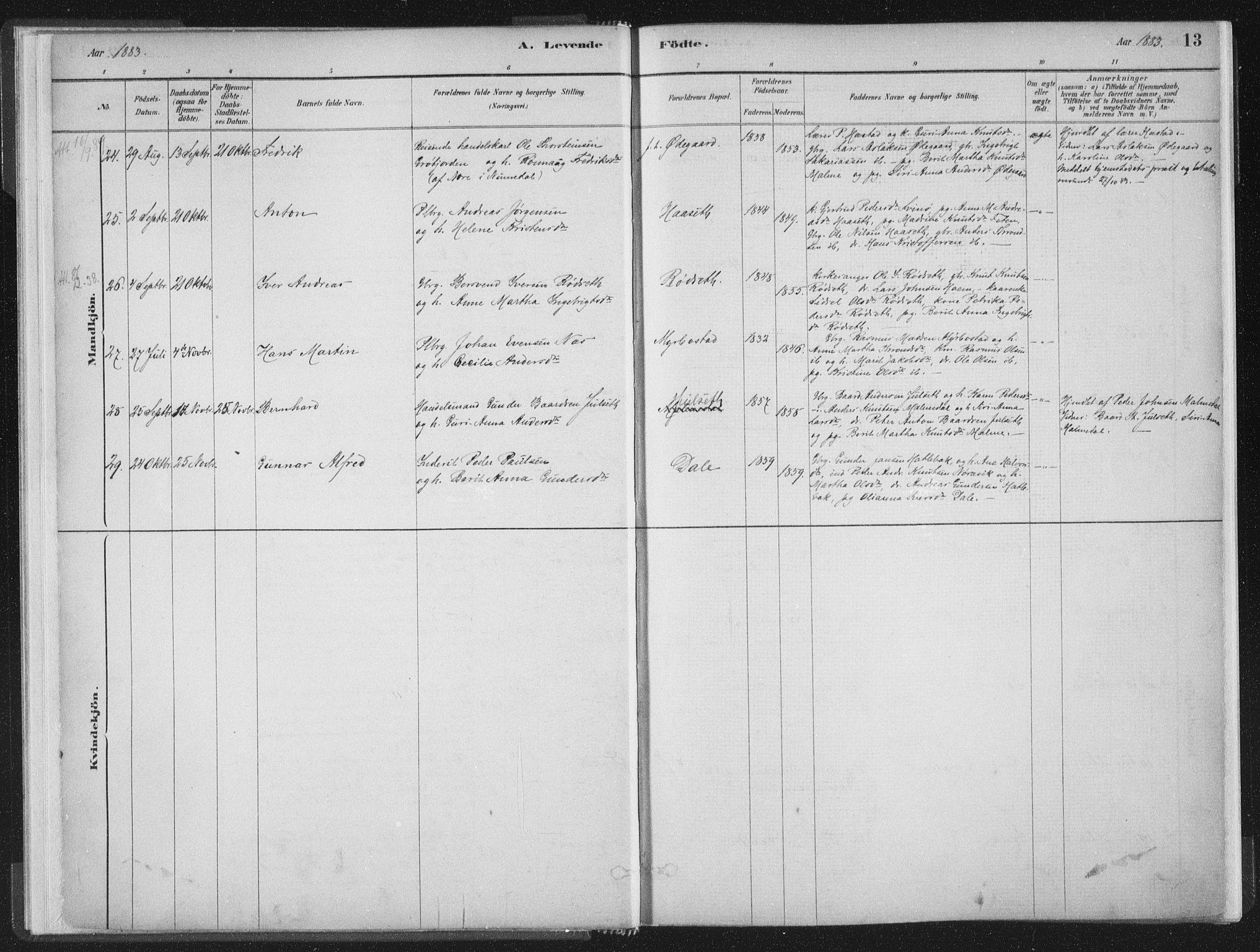 Ministerialprotokoller, klokkerbøker og fødselsregistre - Møre og Romsdal, AV/SAT-A-1454/564/L0740: Parish register (official) no. 564A01, 1880-1899, p. 13