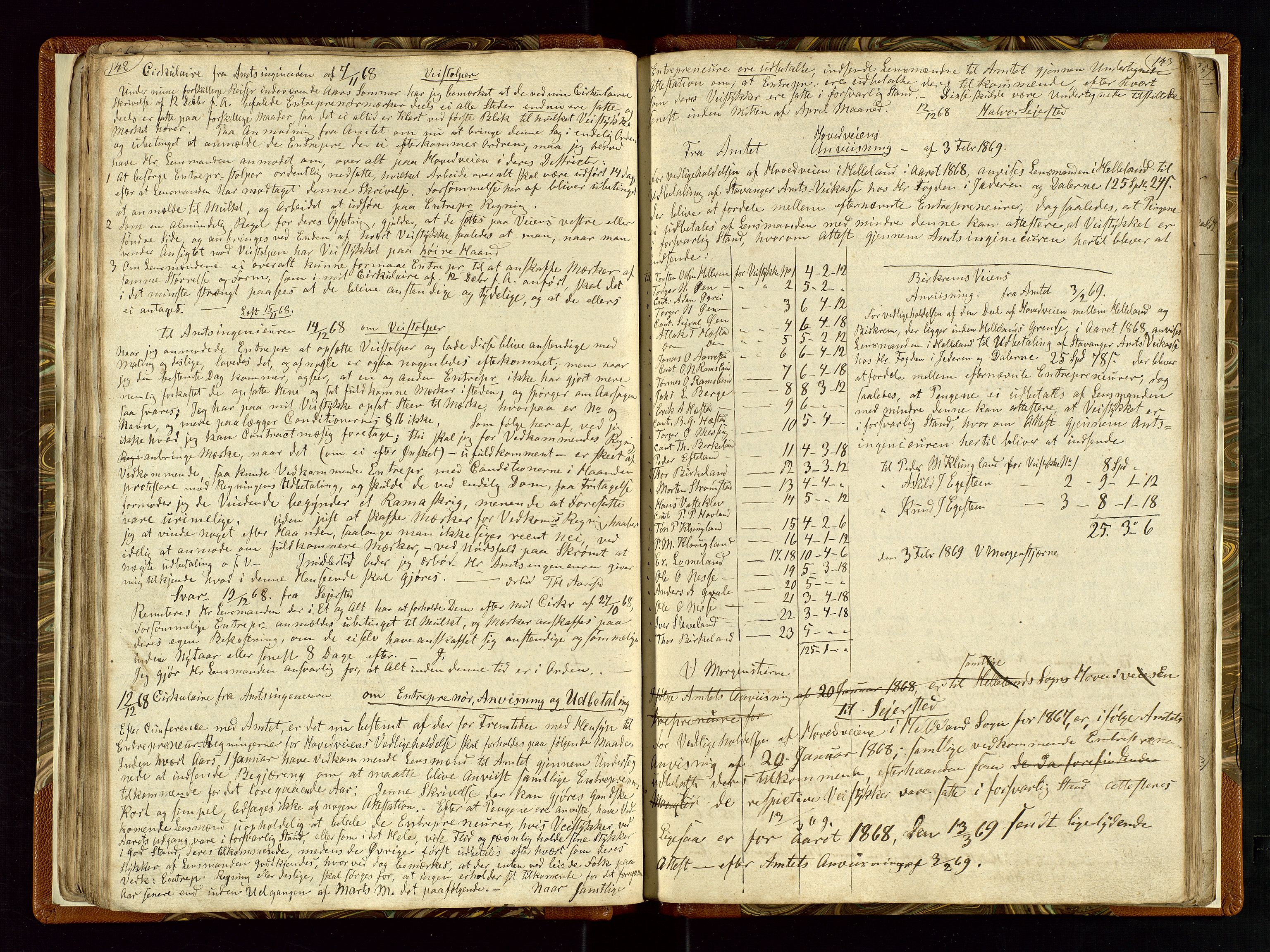 Helleland lensmannskontor, AV/SAST-A-100209/Ya/L0003: Diverseprotokoll, 1842-1960, p. 142-143