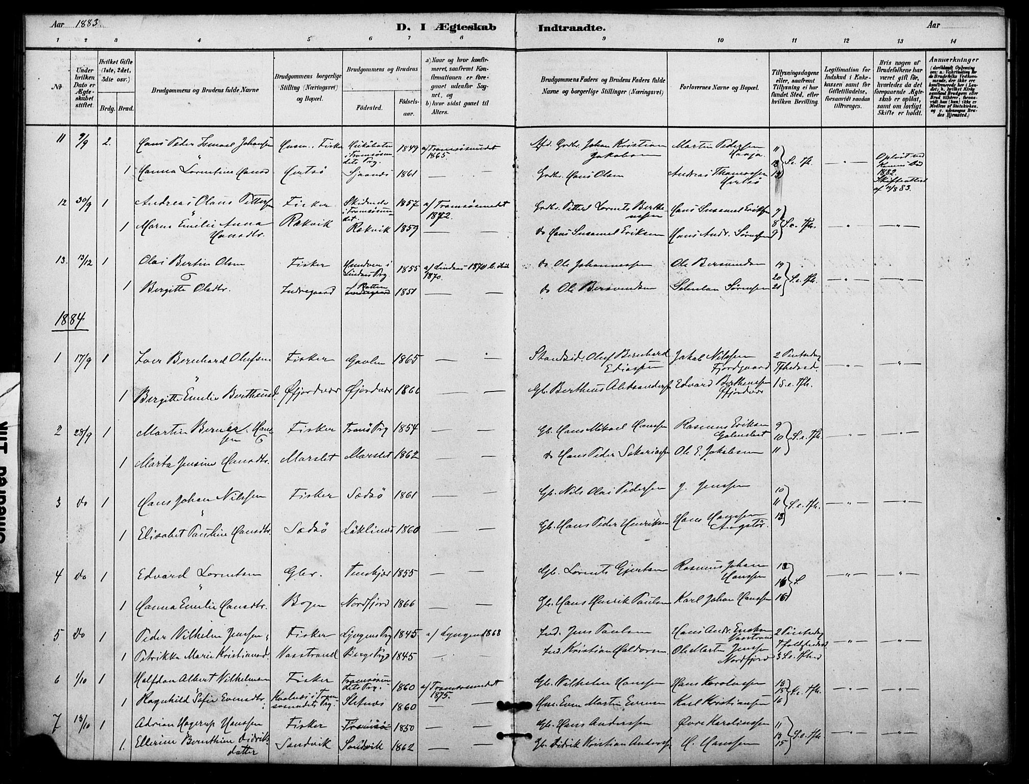 Lenvik sokneprestembete, SATØ/S-1310/H/Ha/Haa/L0012kirke: Parish register (official) no. 12, 1880-1895