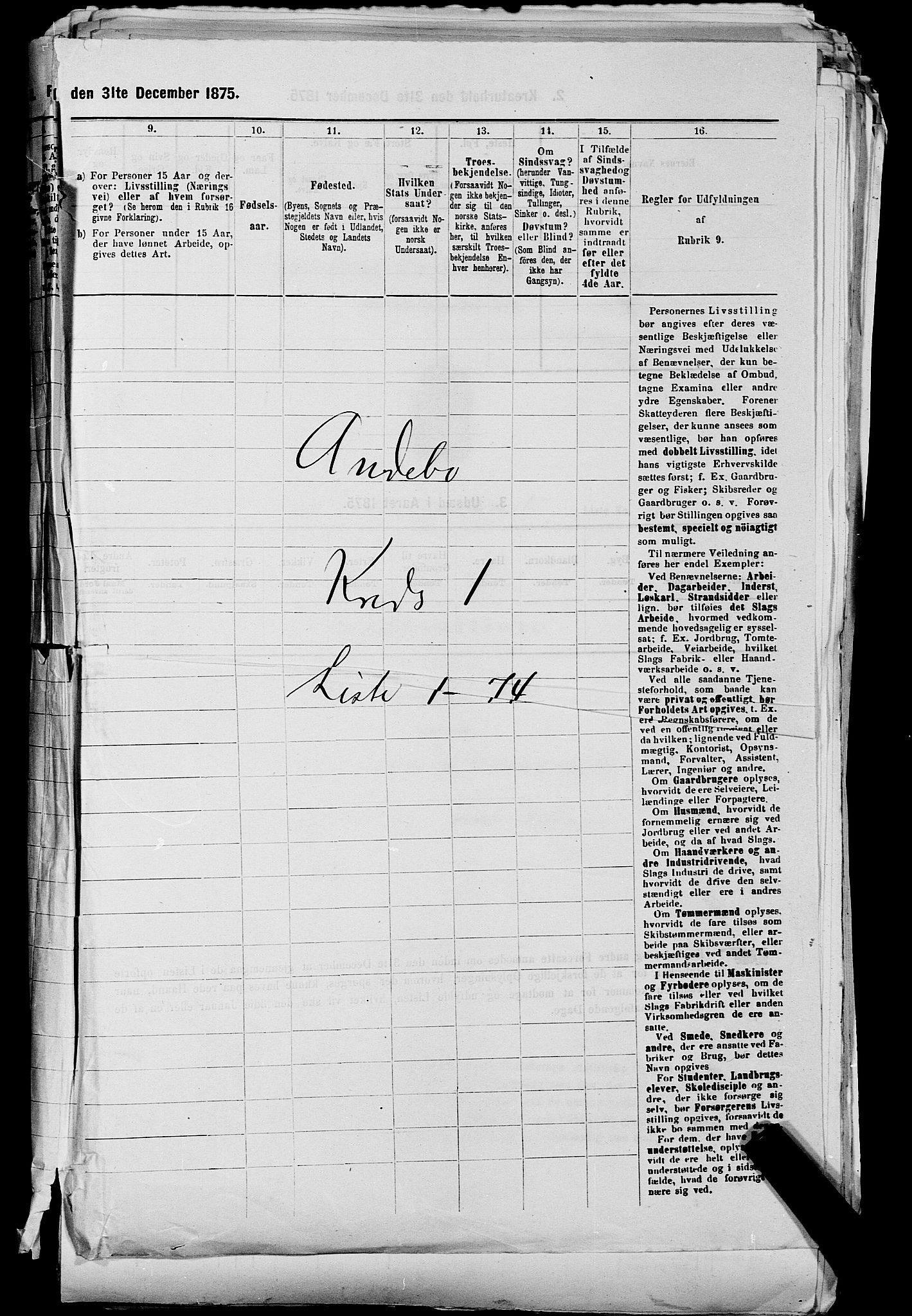 SAKO, 1875 census for 0719P Andebu, 1875, p. 45