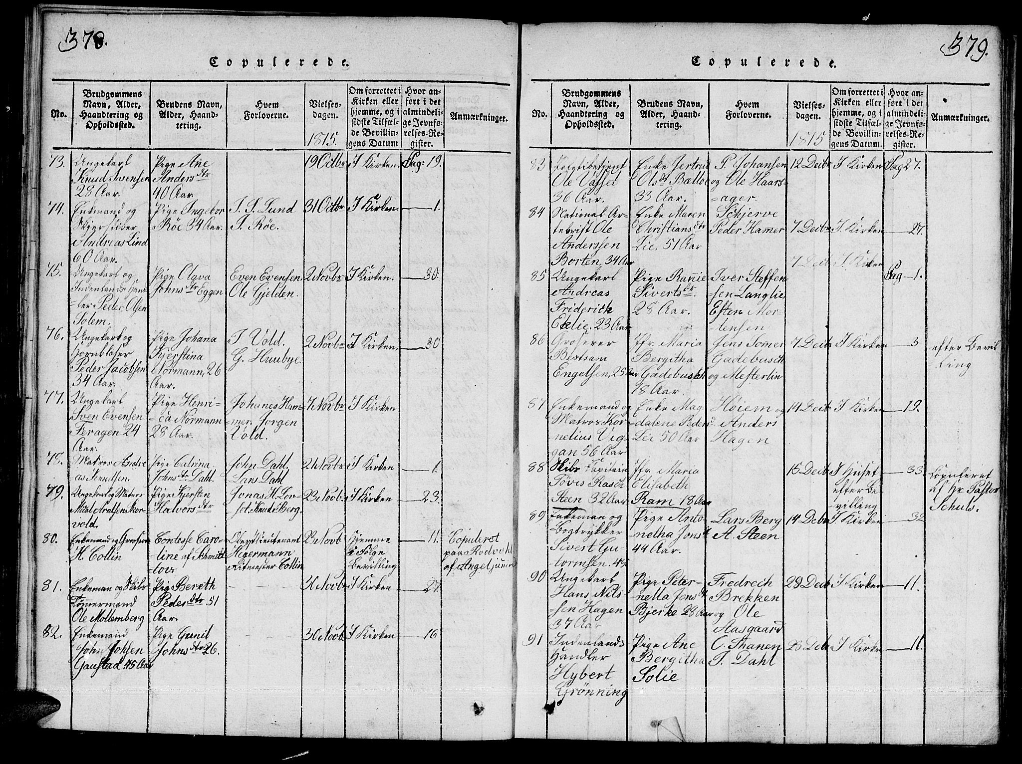Ministerialprotokoller, klokkerbøker og fødselsregistre - Sør-Trøndelag, SAT/A-1456/601/L0043: Parish register (official) no. 601A11, 1815-1821, p. 378-379