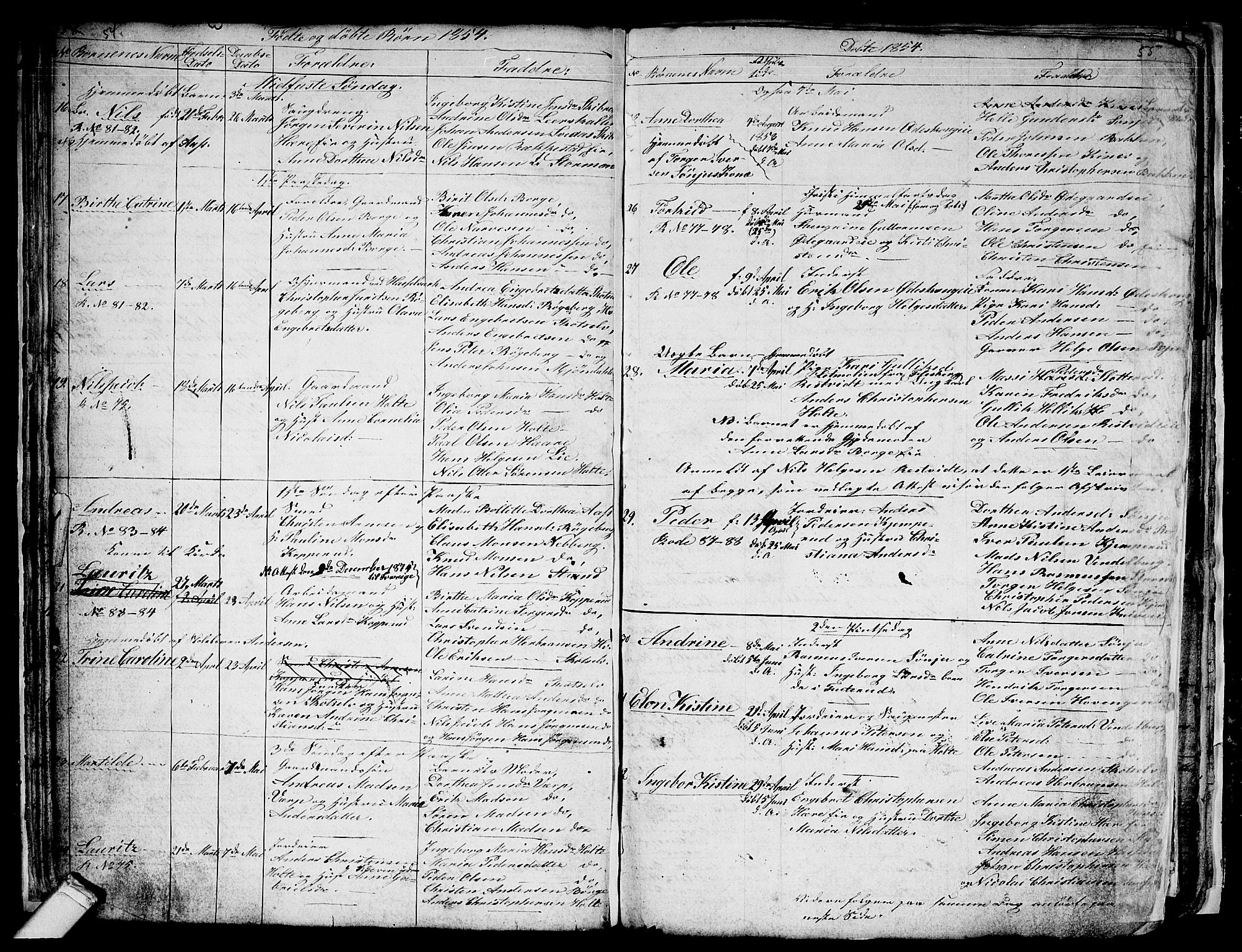 Eiker kirkebøker, SAKO/A-4/G/Gb/L0001: Parish register (copy) no. II 1, 1844-1864, p. 54-55