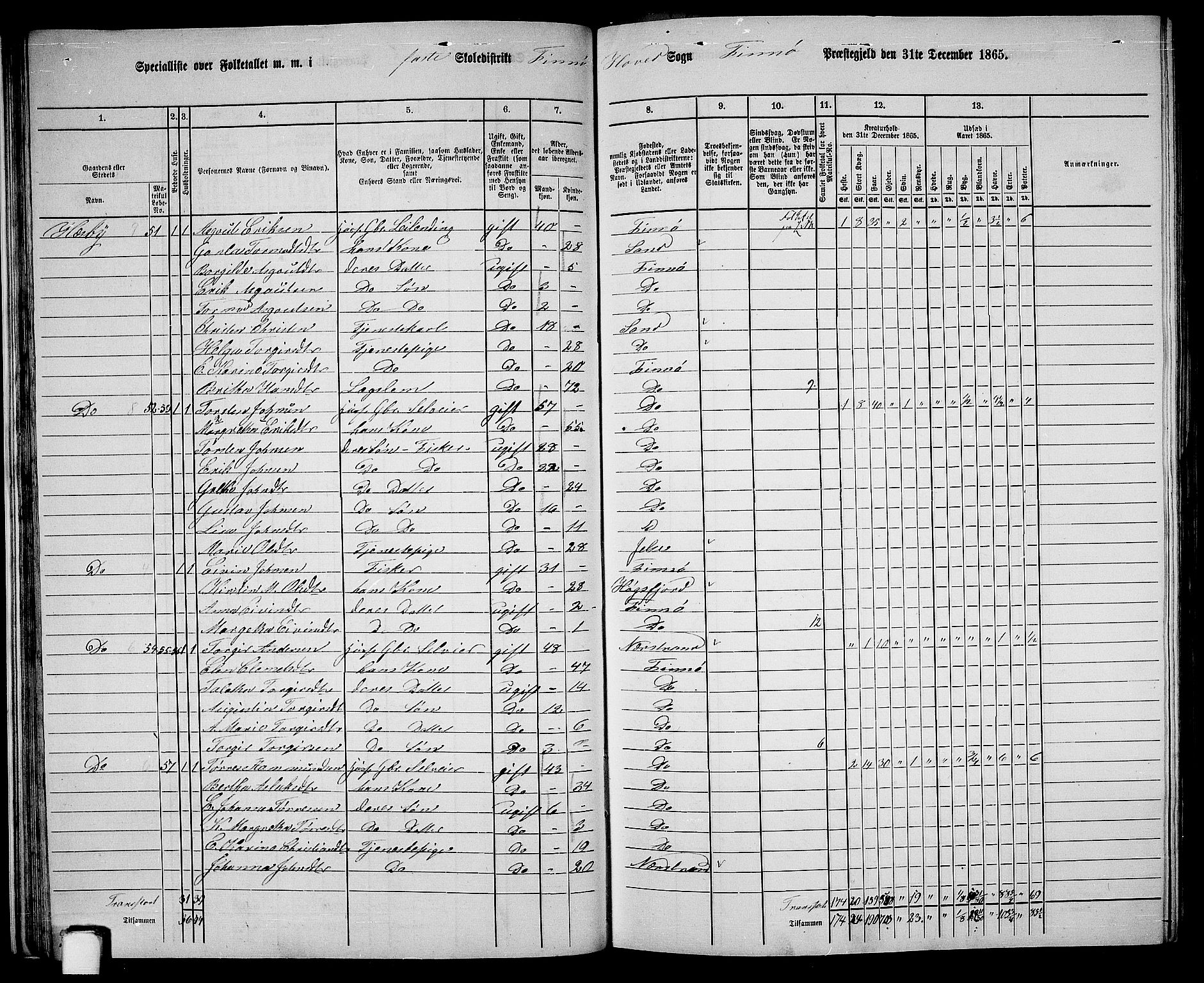 RA, 1865 census for Finnøy, 1865, p. 31