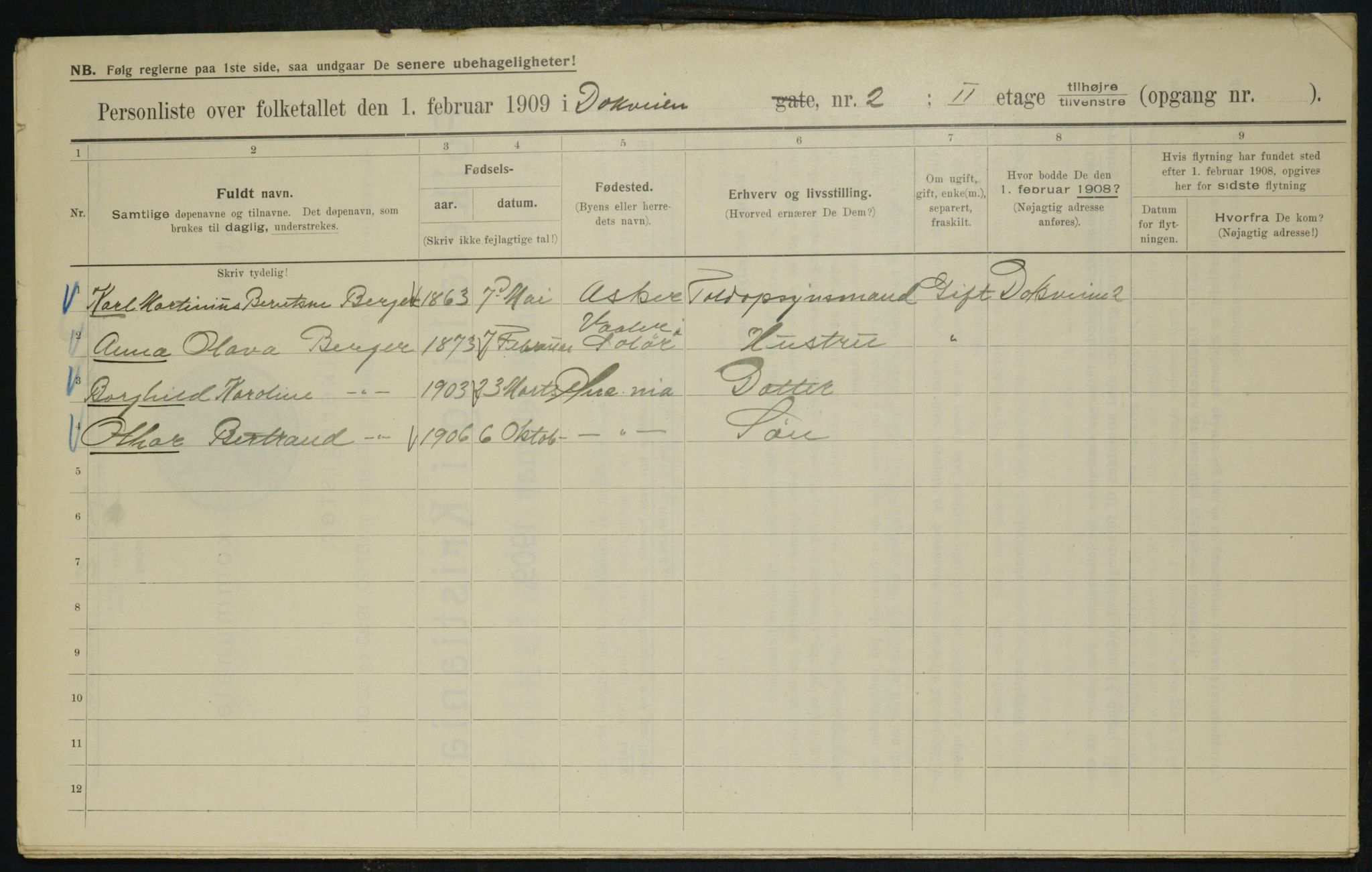 OBA, Municipal Census 1909 for Kristiania, 1909, p. 14466