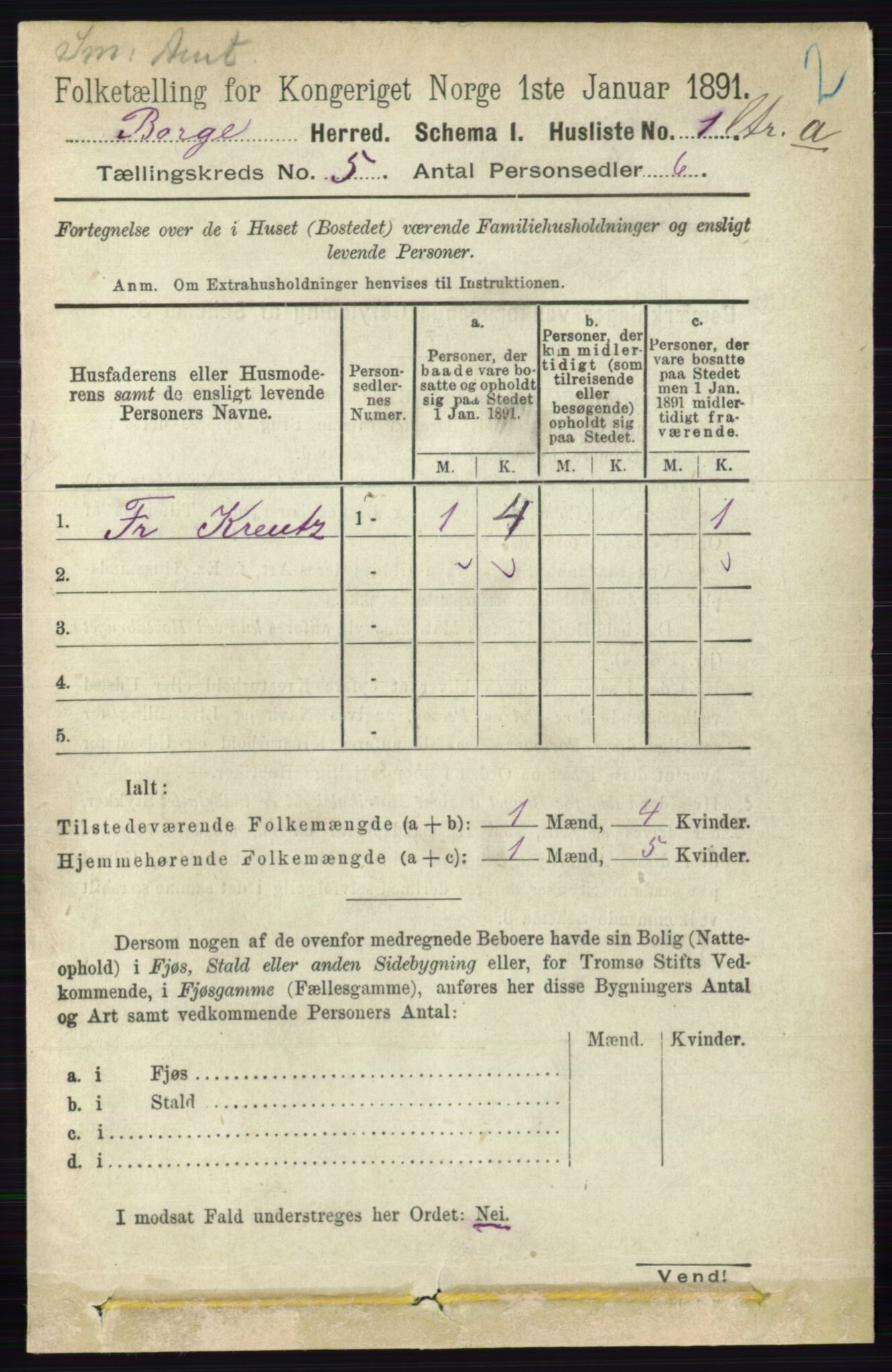 RA, 1891 census for 0113 Borge, 1891, p. 2311