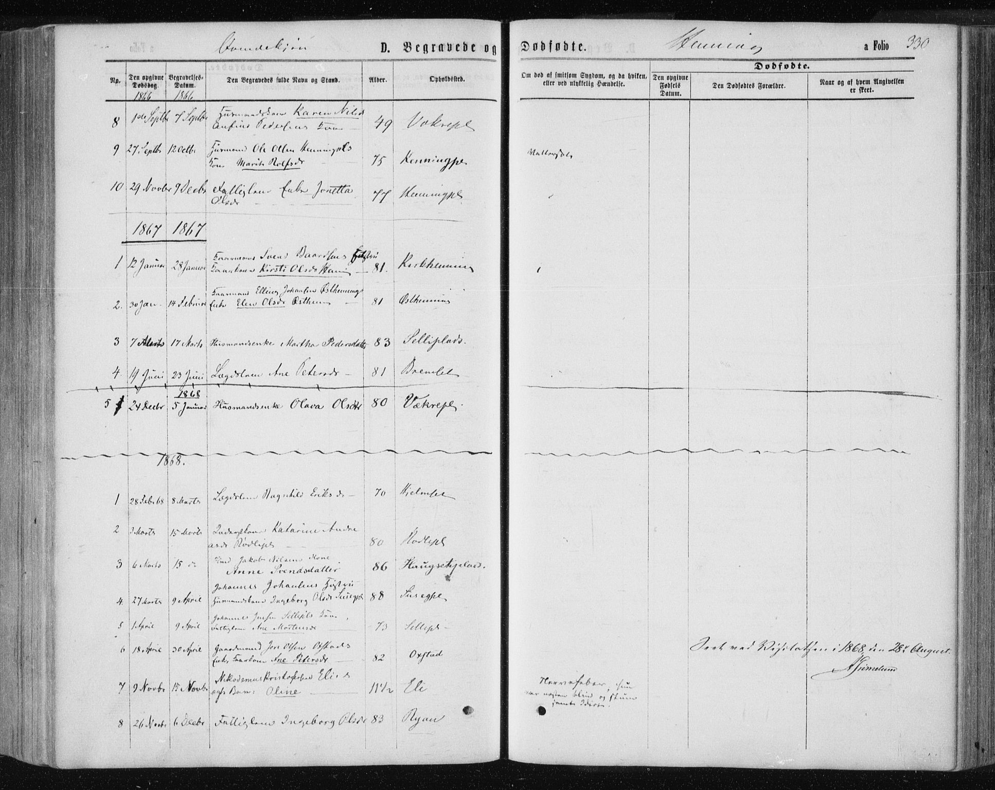 Ministerialprotokoller, klokkerbøker og fødselsregistre - Nord-Trøndelag, SAT/A-1458/735/L0345: Parish register (official) no. 735A08 /3, 1863-1872, p. 330