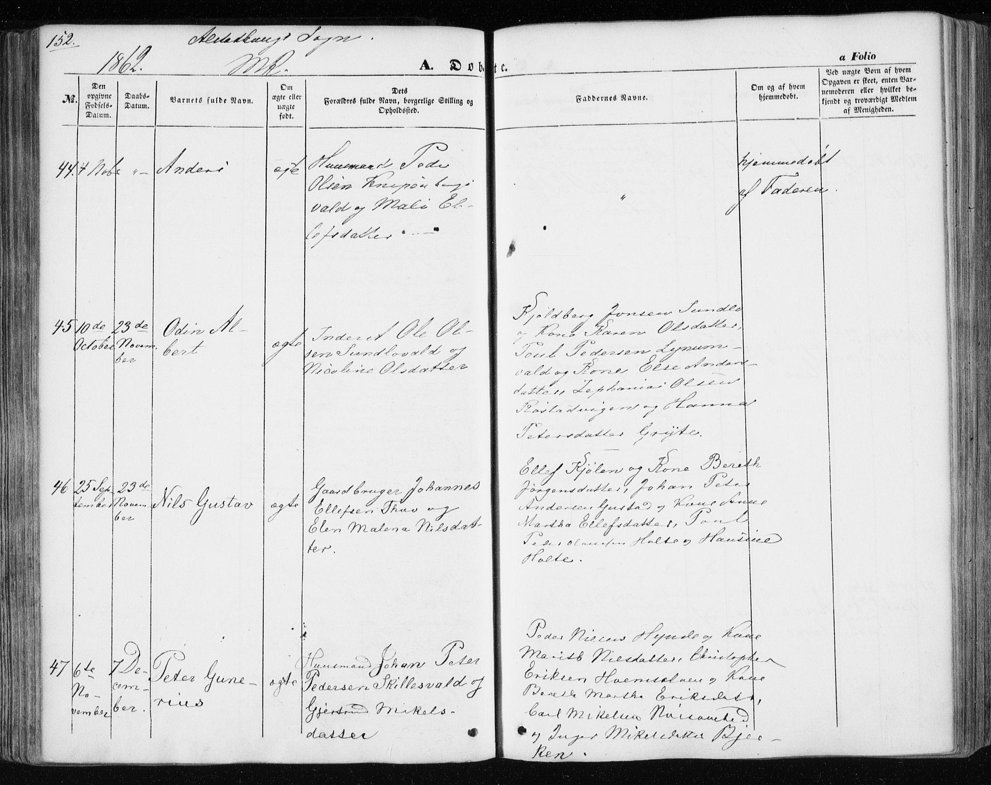 Ministerialprotokoller, klokkerbøker og fødselsregistre - Nord-Trøndelag, AV/SAT-A-1458/717/L0154: Parish register (official) no. 717A07 /1, 1850-1862, p. 152