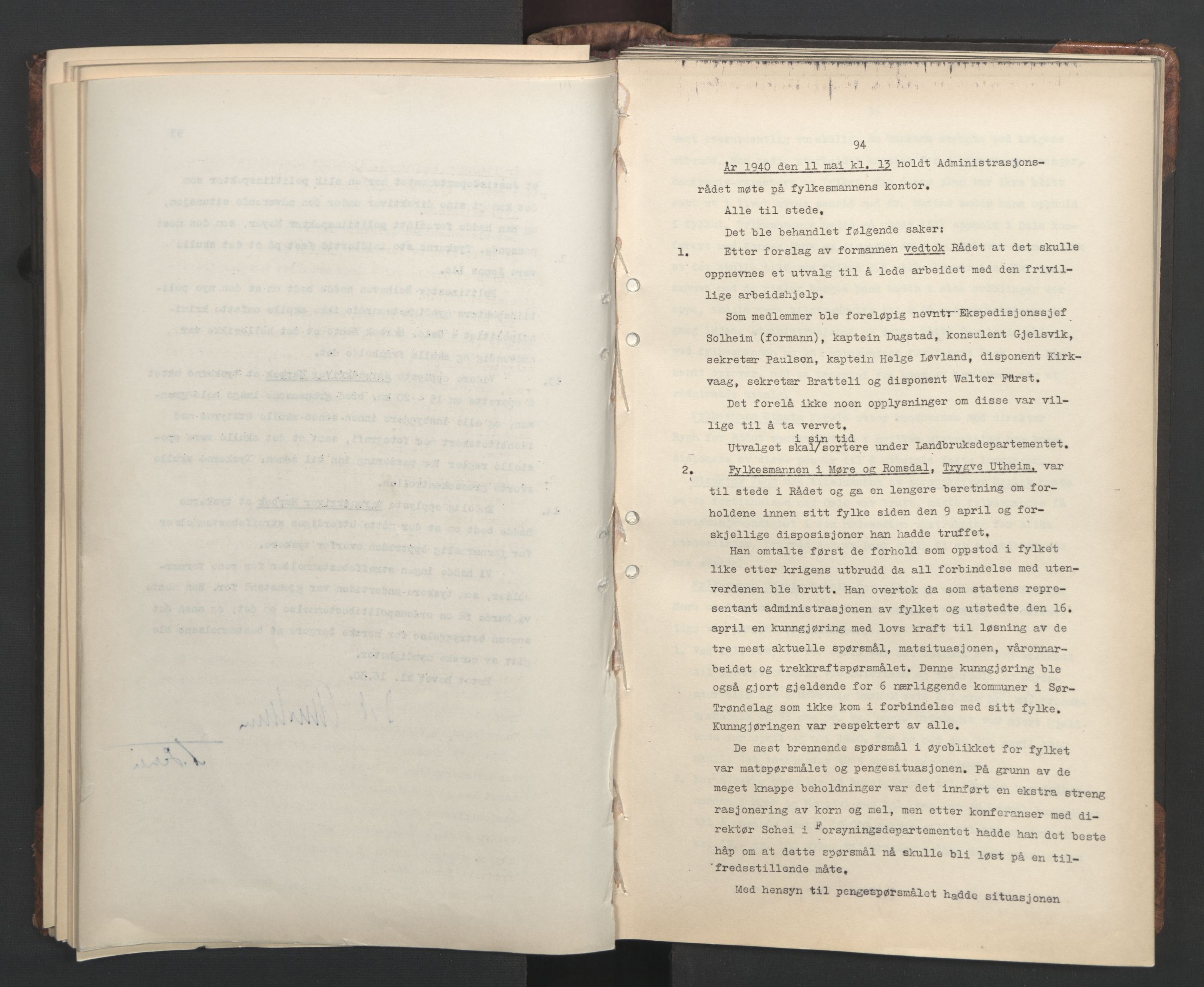 Administrasjonsrådet, AV/RA-S-1004/A/L0001: Møteprotokoll med tillegg 15/4-25/9, 1940, p. 94