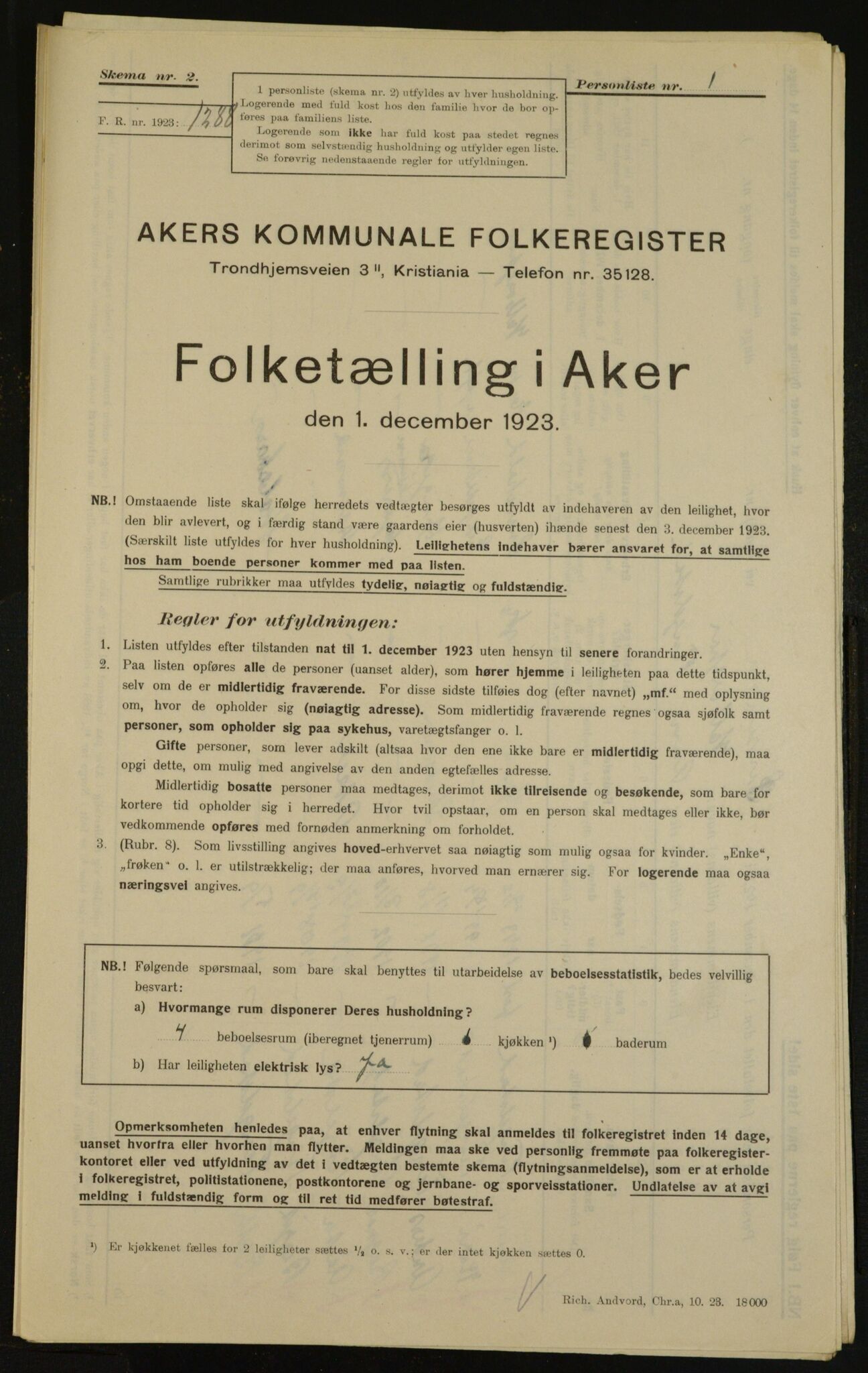 , Municipal Census 1923 for Aker, 1923, p. 30545