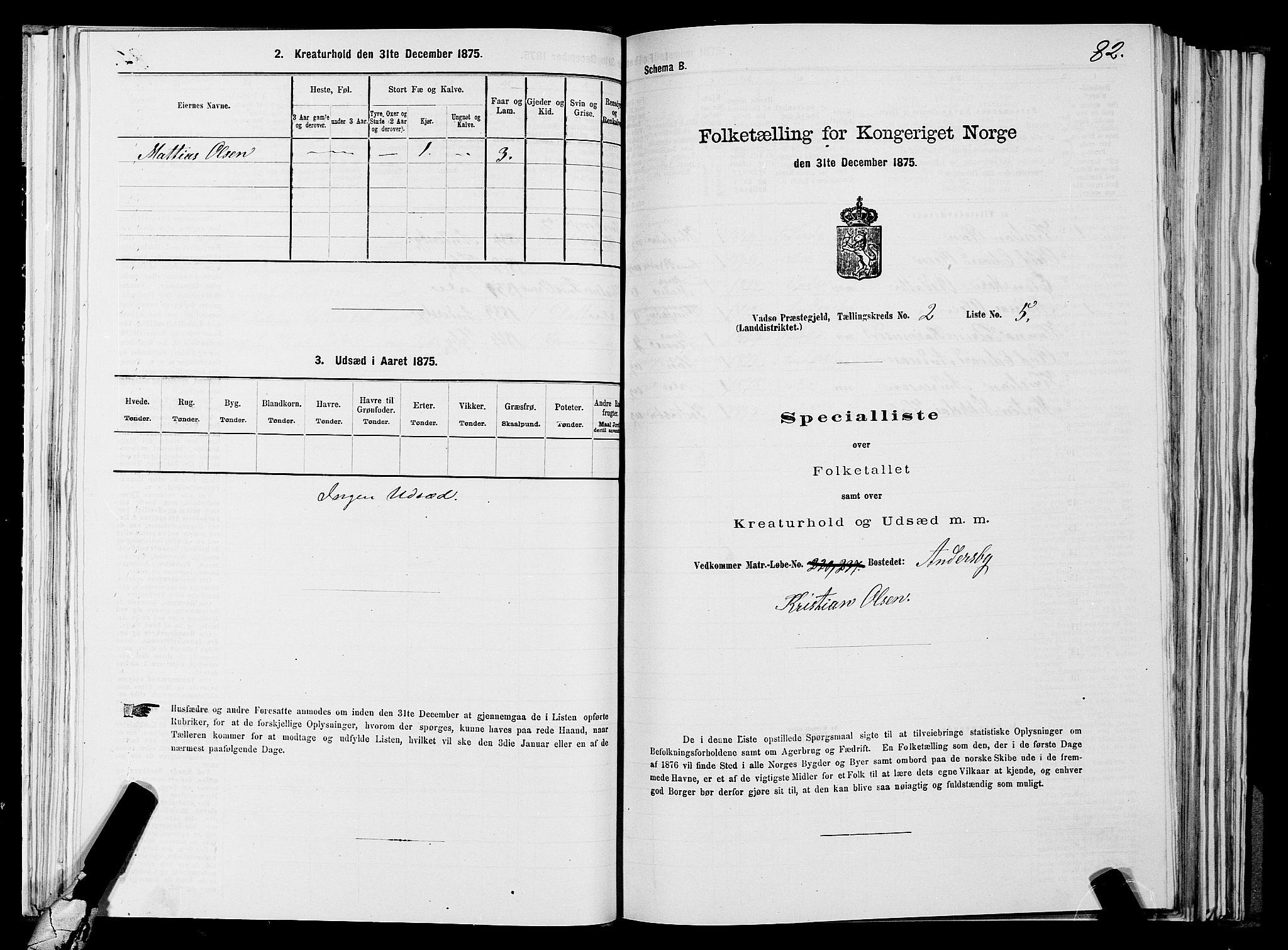 SATØ, 1875 census for 2029L Vadsø/Vadsø, 1875, p. 1082