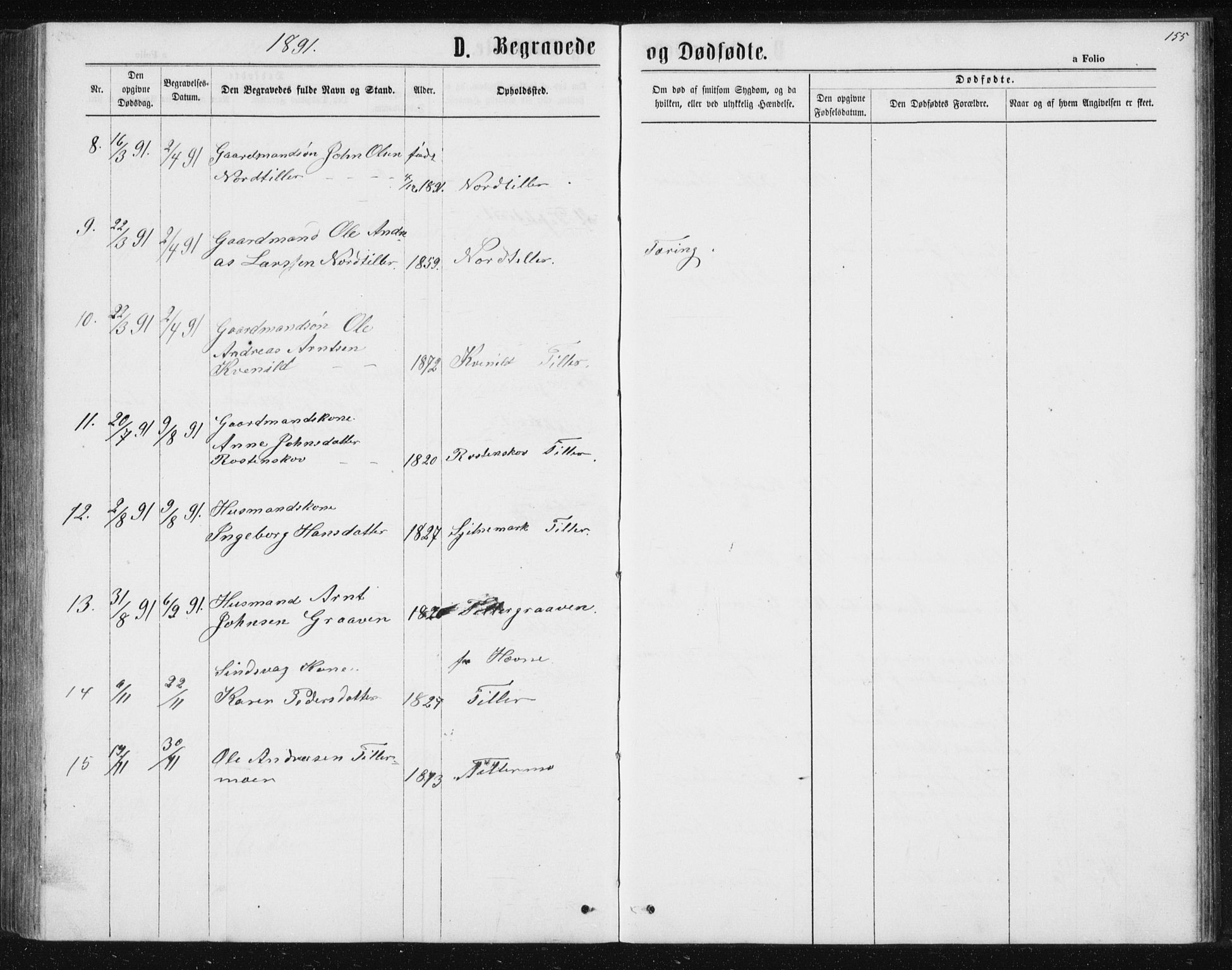 Ministerialprotokoller, klokkerbøker og fødselsregistre - Sør-Trøndelag, SAT/A-1456/621/L0459: Parish register (copy) no. 621C02, 1866-1895, p. 155