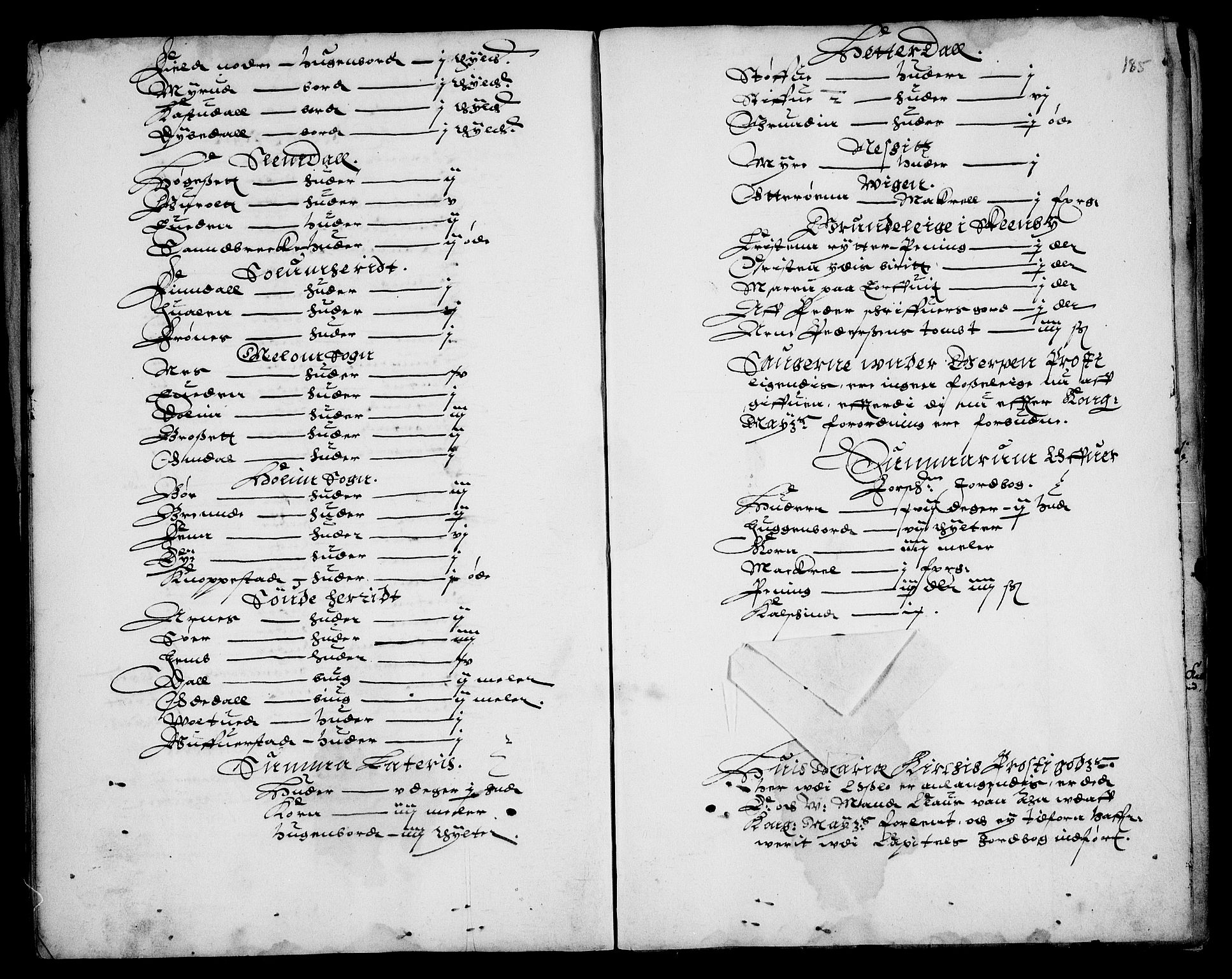 Rentekammeret inntil 1814, Realistisk ordnet avdeling, AV/RA-EA-4070/Fc/Fca/L0001/0001: [Ca I]  Akershus stift / Oslo kapitels og Tønsberg prostis jordebok, 1618, p. 184-185