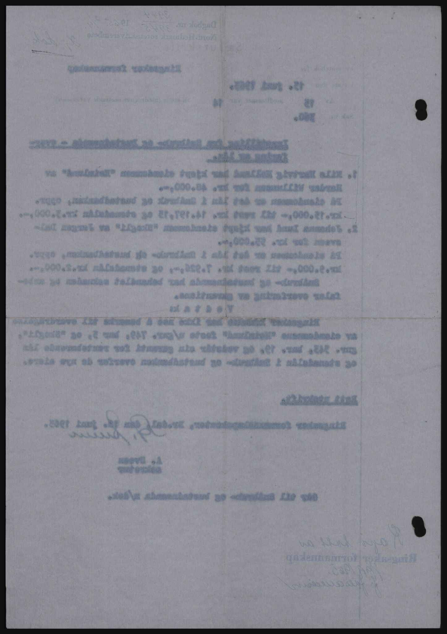 Nord-Hedmark sorenskriveri, SAH/TING-012/H/Hc/L0022: Mortgage book no. 22, 1965-1965, Diary no: : 3944/1965