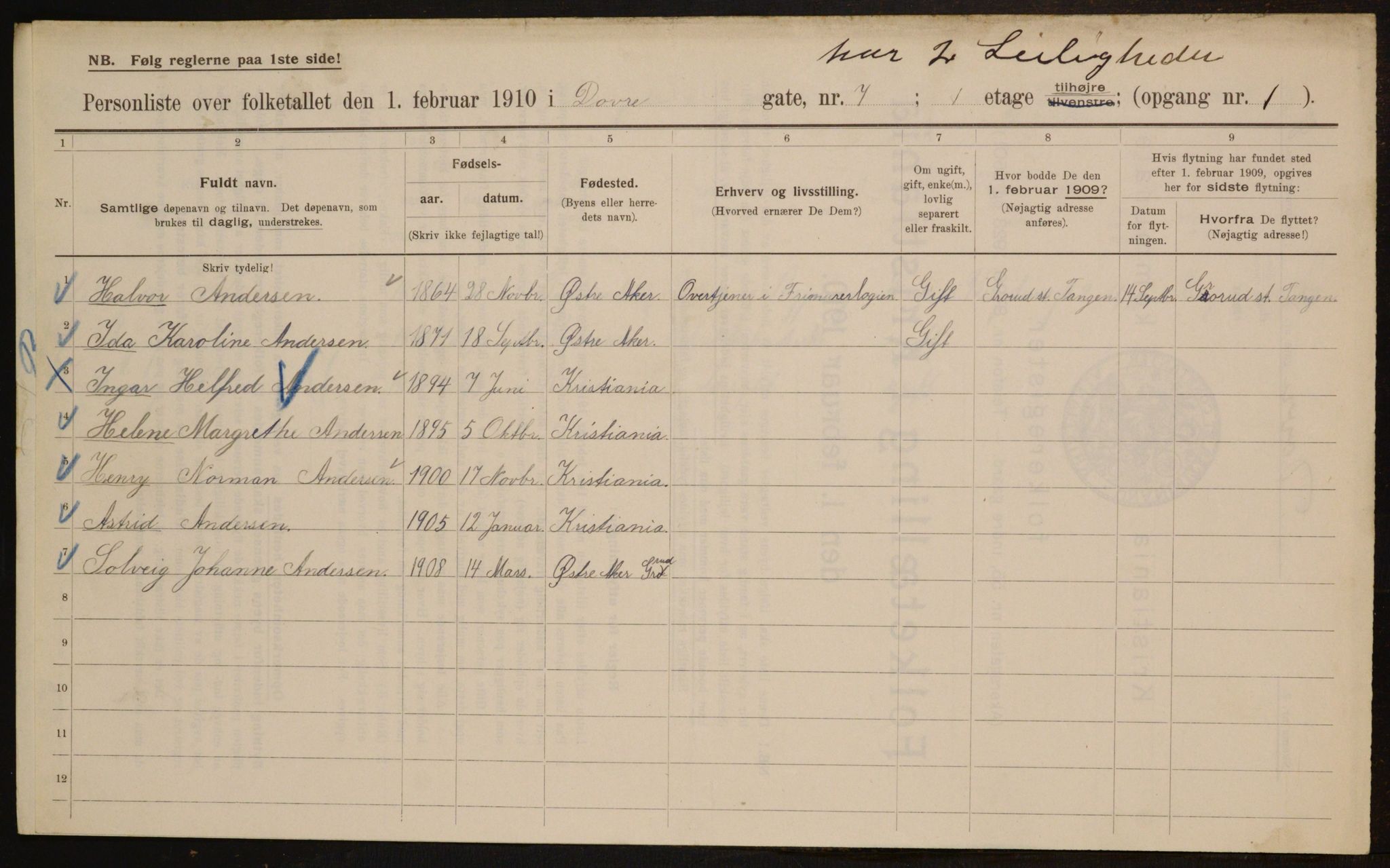 OBA, Municipal Census 1910 for Kristiania, 1910, p. 15534